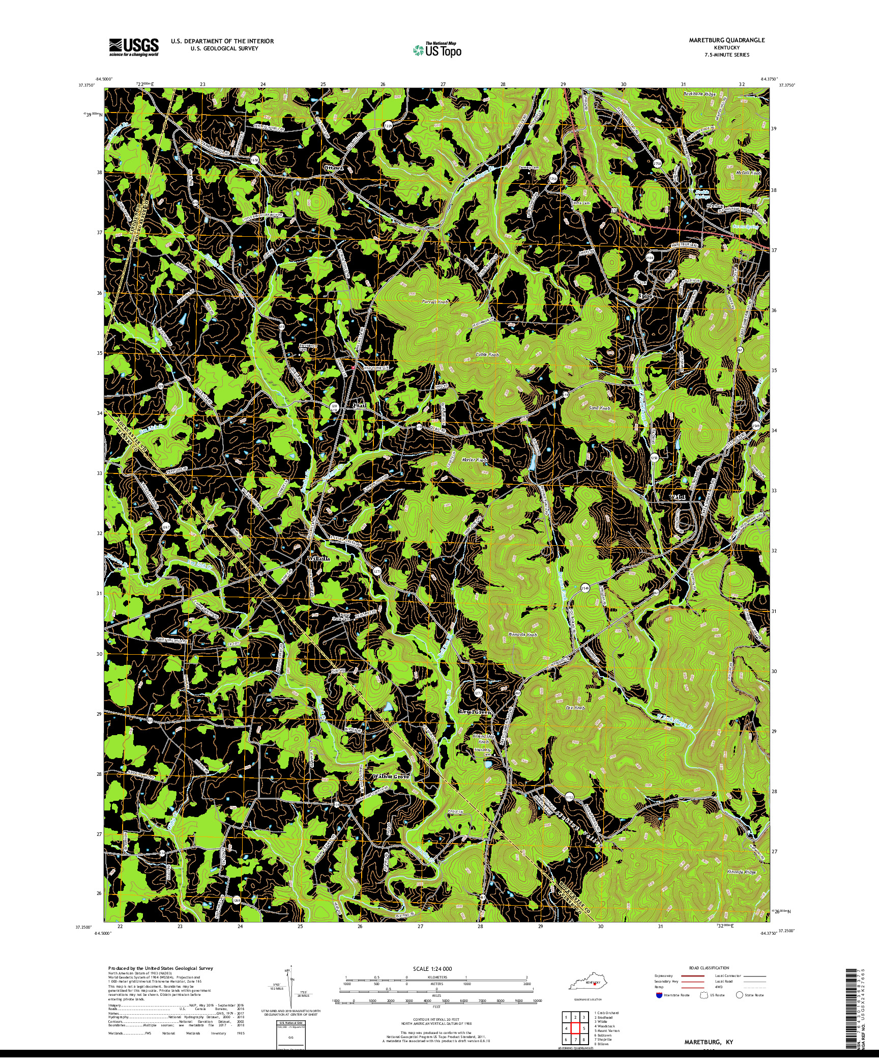 USGS US TOPO 7.5-MINUTE MAP FOR MARETBURG, KY 2019