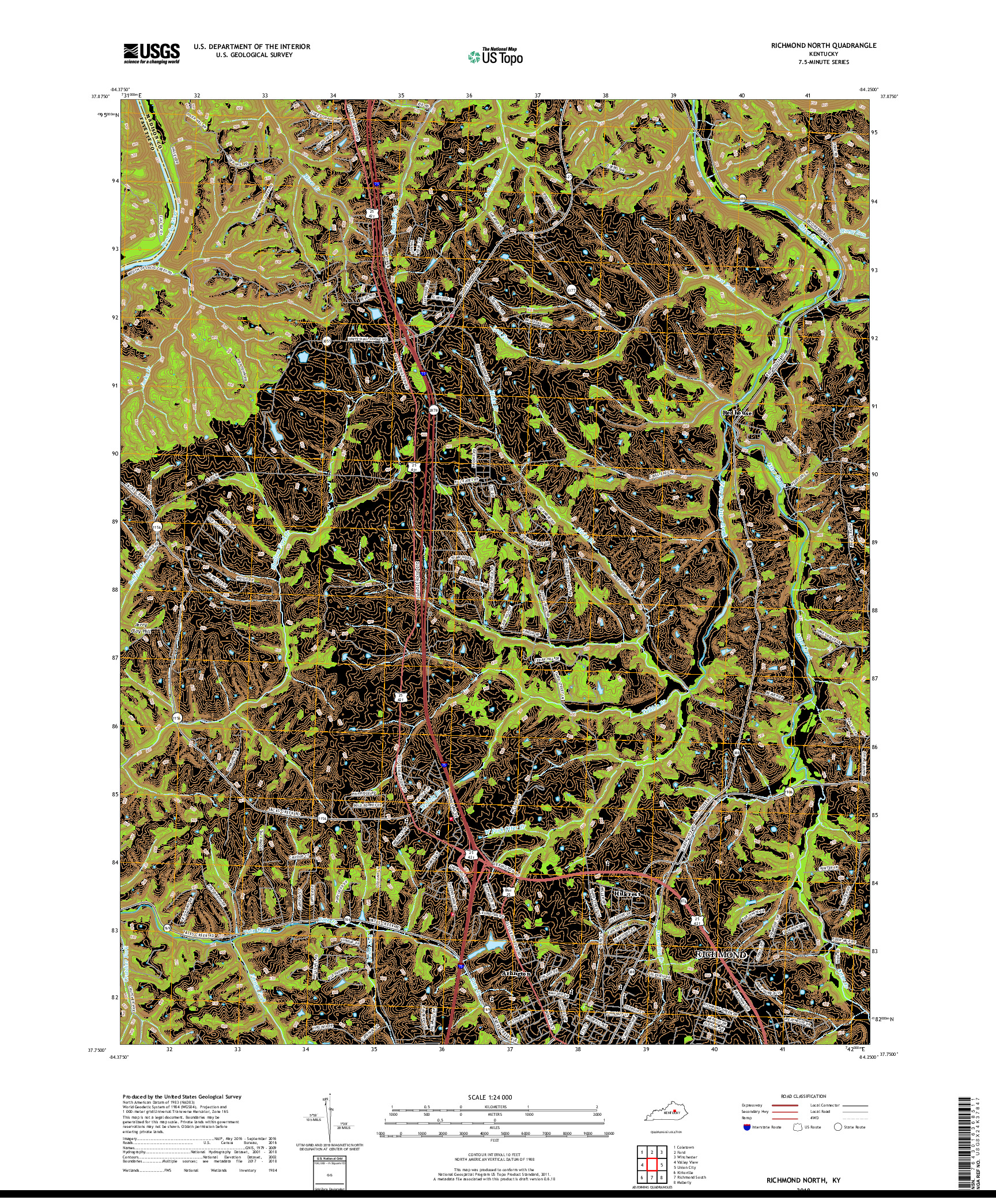 USGS US TOPO 7.5-MINUTE MAP FOR RICHMOND NORTH, KY 2019