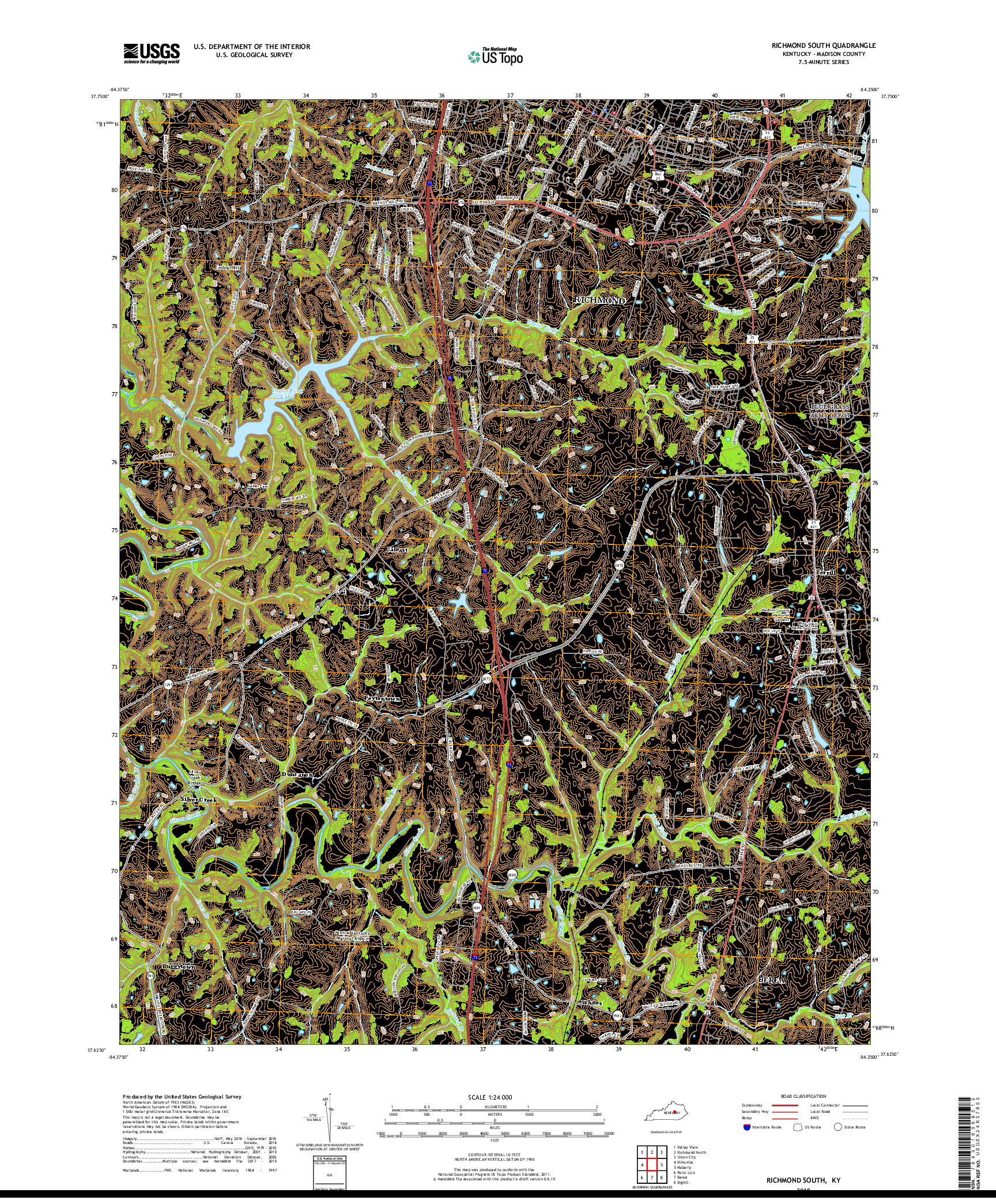 USGS US TOPO 7.5-MINUTE MAP FOR RICHMOND SOUTH, KY 2019