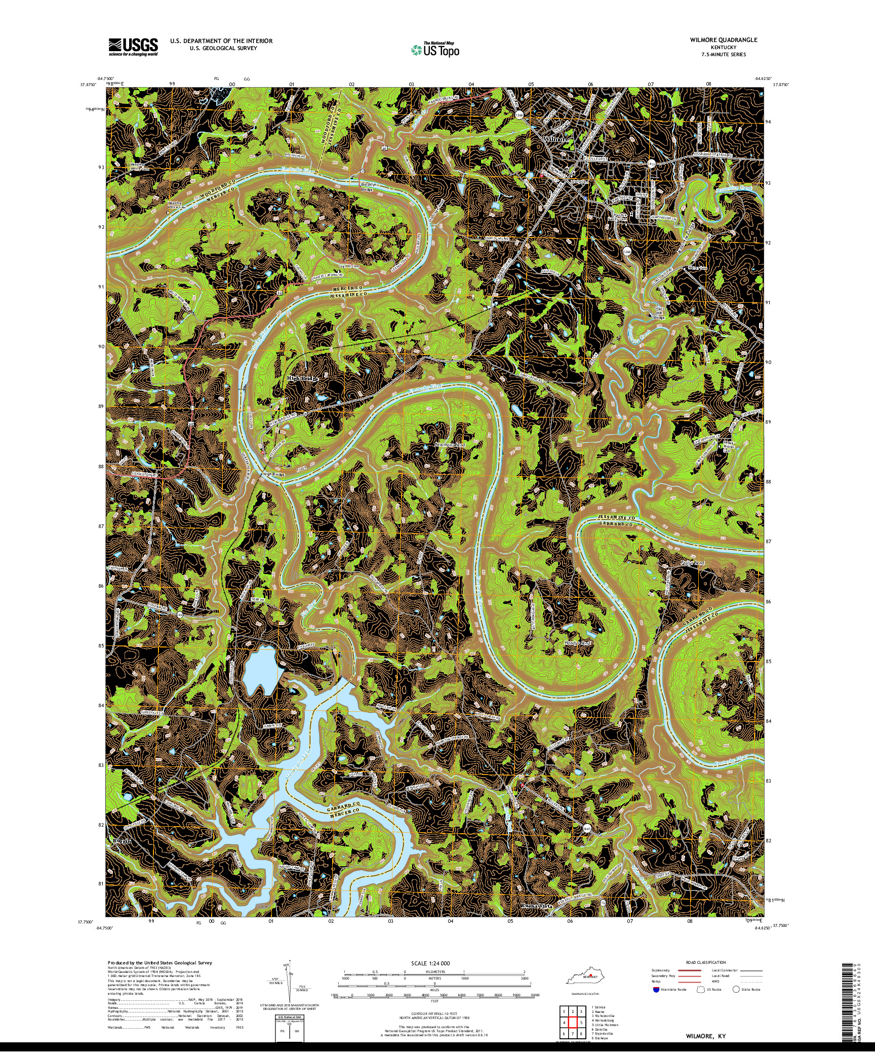 USGS US TOPO 7.5-MINUTE MAP FOR WILMORE, KY 2019