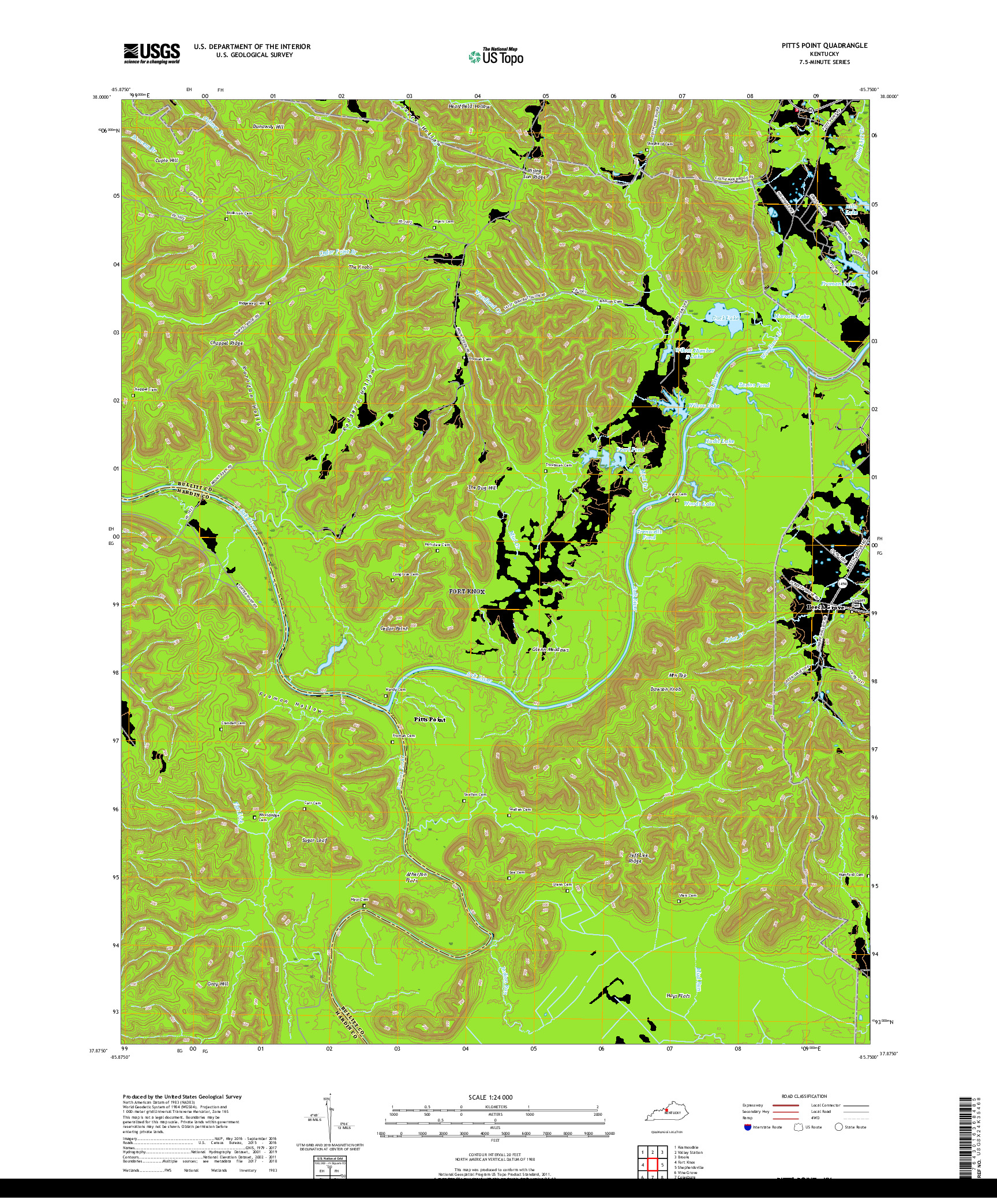 USGS US TOPO 7.5-MINUTE MAP FOR PITTS POINT, KY 2019