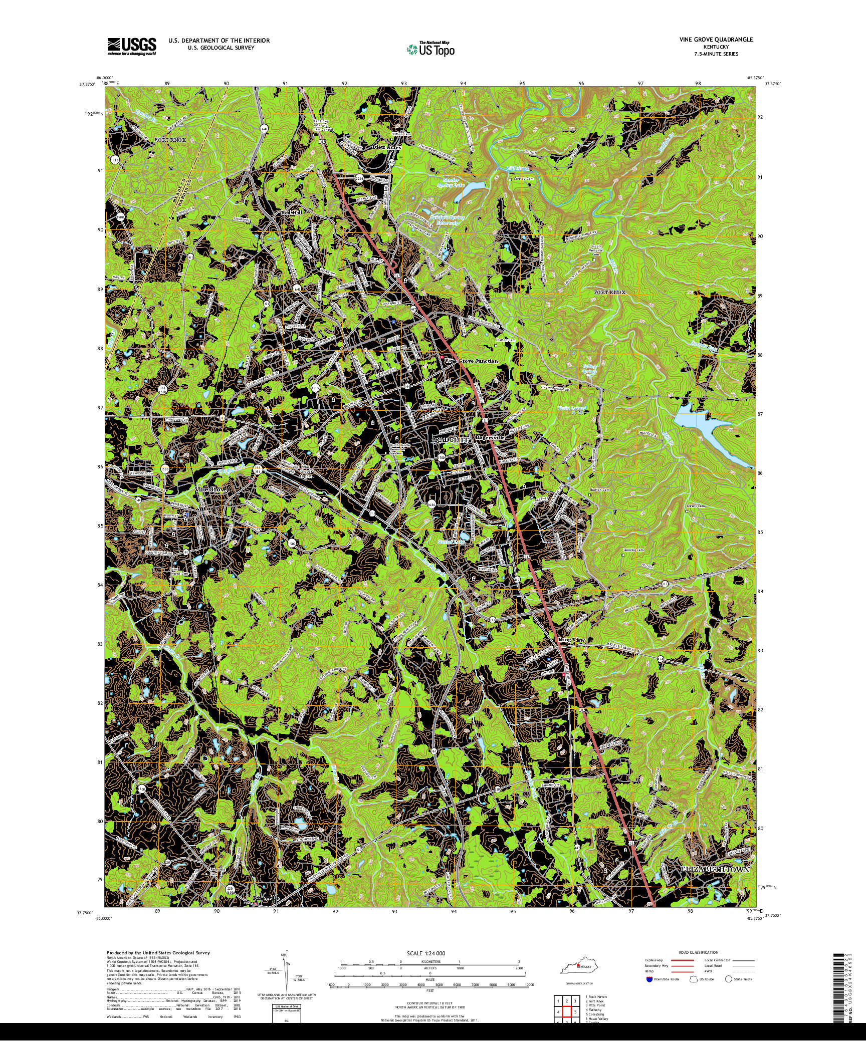 USGS US TOPO 7.5-MINUTE MAP FOR VINE GROVE, KY 2019
