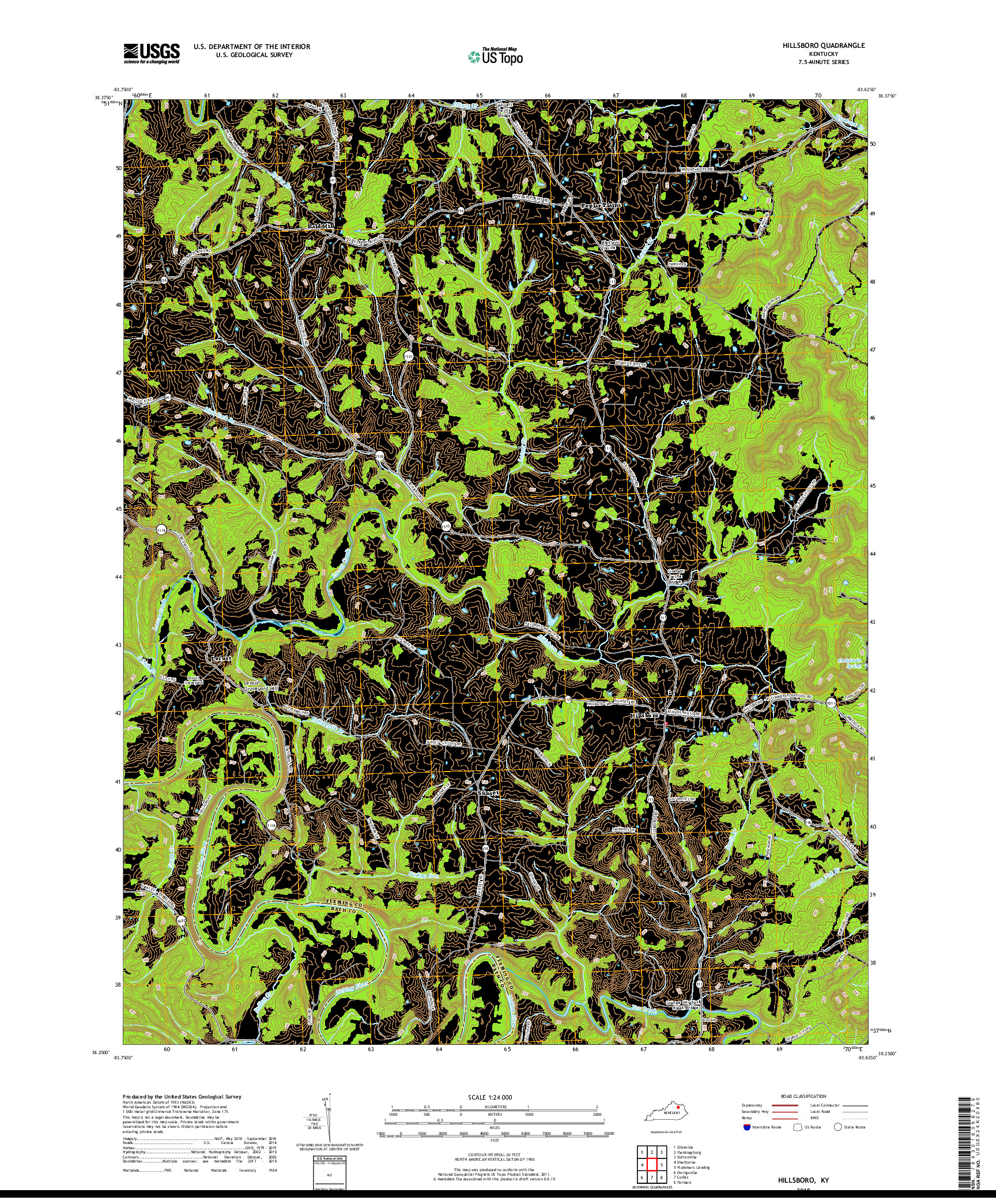 USGS US TOPO 7.5-MINUTE MAP FOR HILLSBORO, KY 2019