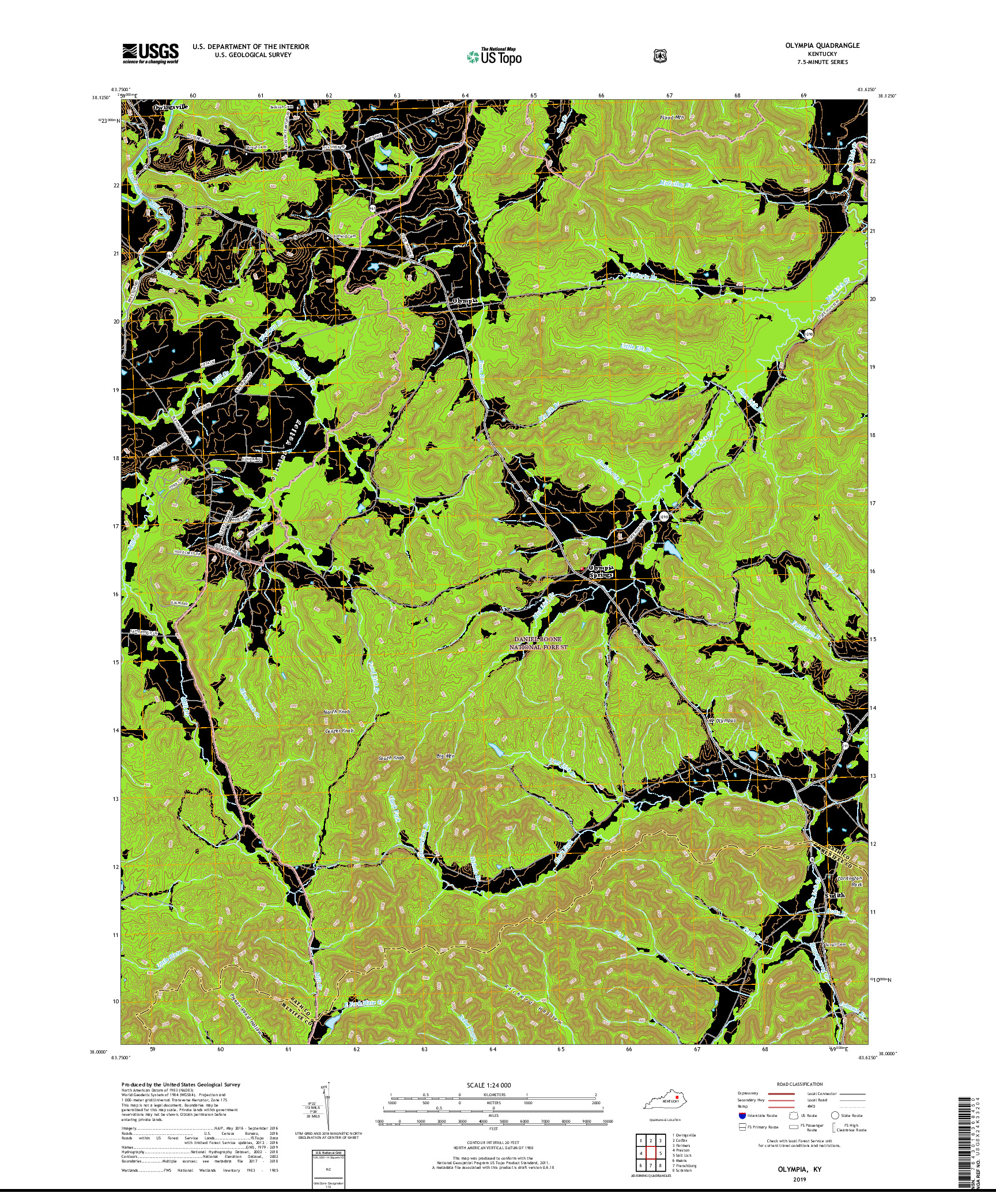 USGS US TOPO 7.5-MINUTE MAP FOR OLYMPIA, KY 2019