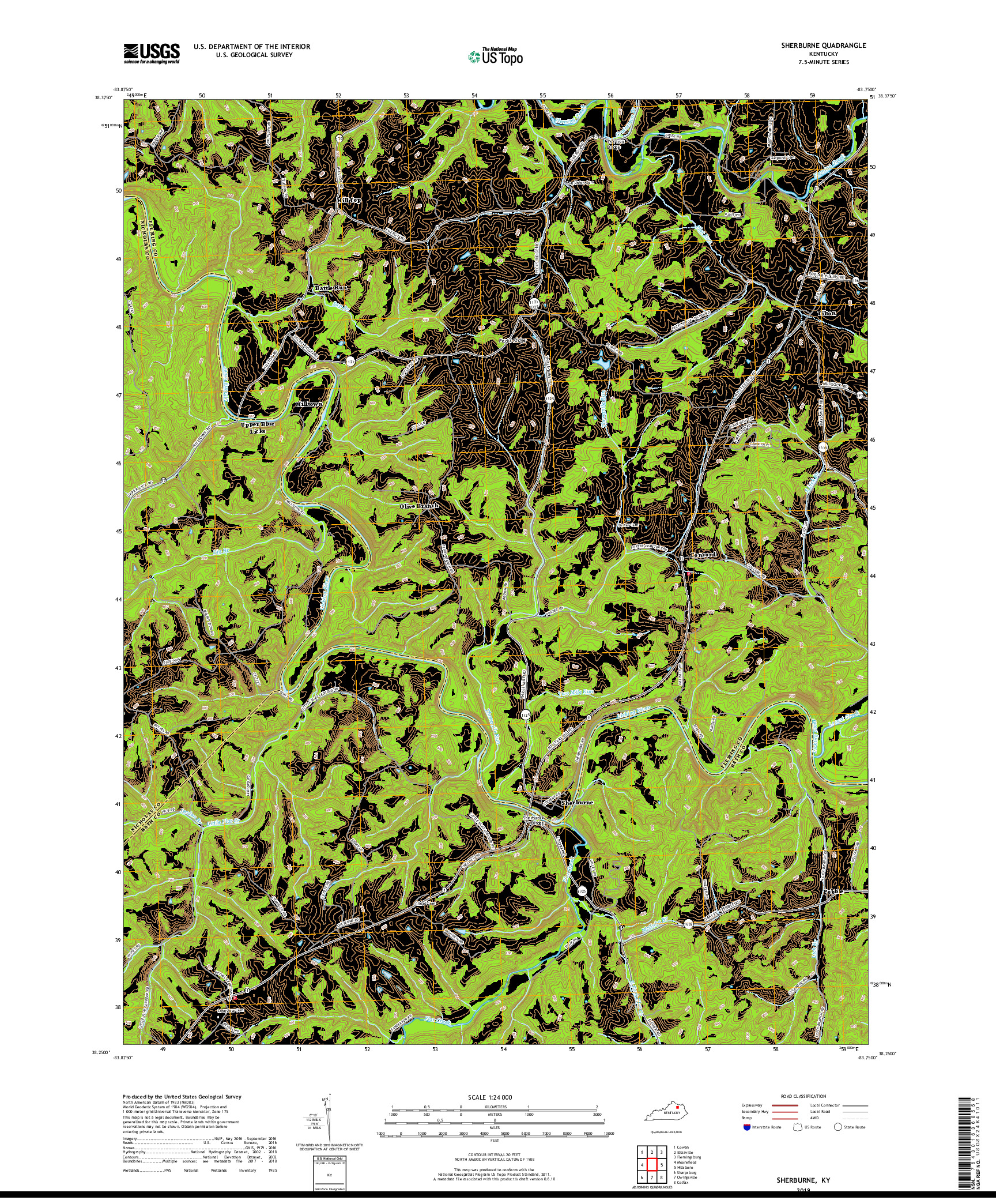 USGS US TOPO 7.5-MINUTE MAP FOR SHERBURNE, KY 2019