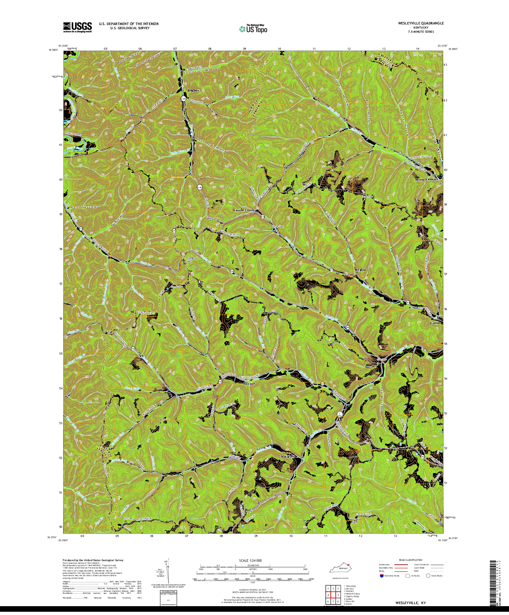 USGS US TOPO 7.5-MINUTE MAP FOR WESLEYVILLE, KY 2019