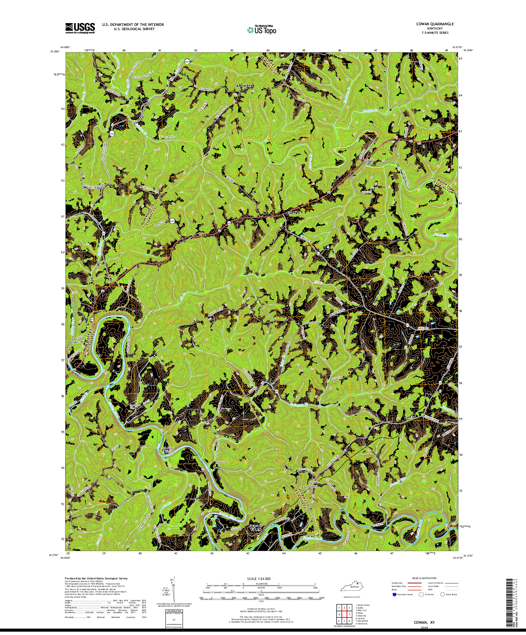 USGS US TOPO 7.5-MINUTE MAP FOR COWAN, KY 2019