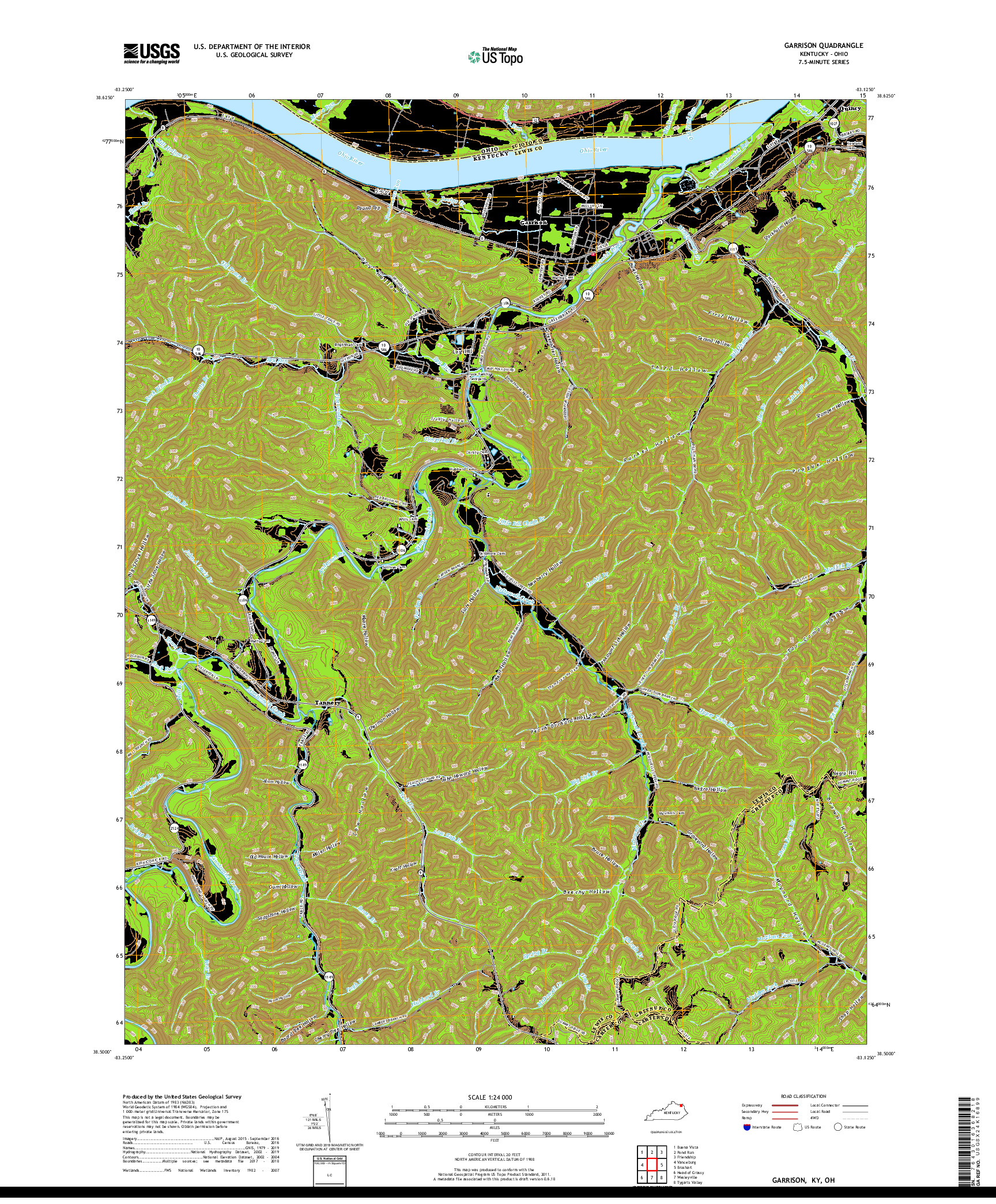 USGS US TOPO 7.5-MINUTE MAP FOR GARRISON, KY,OH 2019