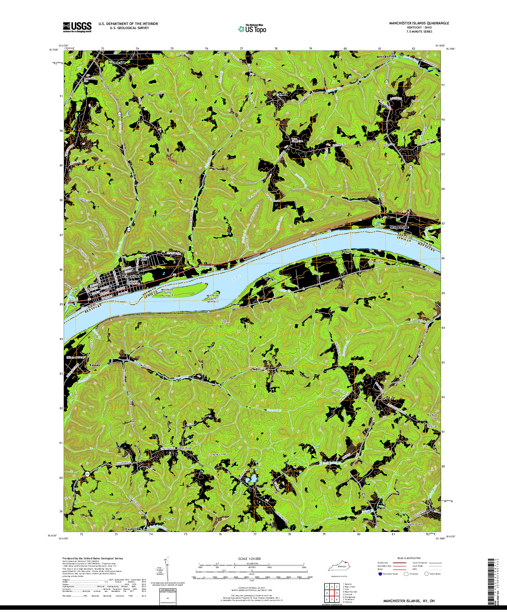 USGS US TOPO 7.5-MINUTE MAP FOR MANCHESTER ISLANDS, KY,OH 2019