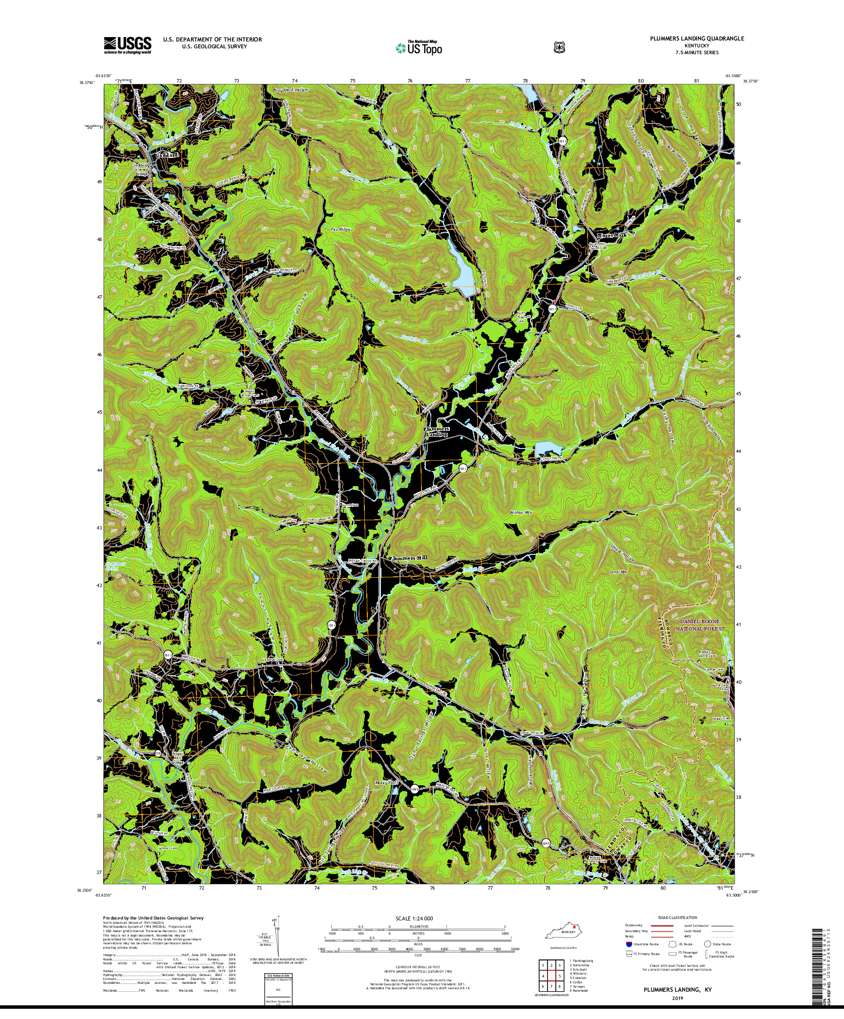 USGS US TOPO 7.5-MINUTE MAP FOR PLUMMERS LANDING, KY 2019