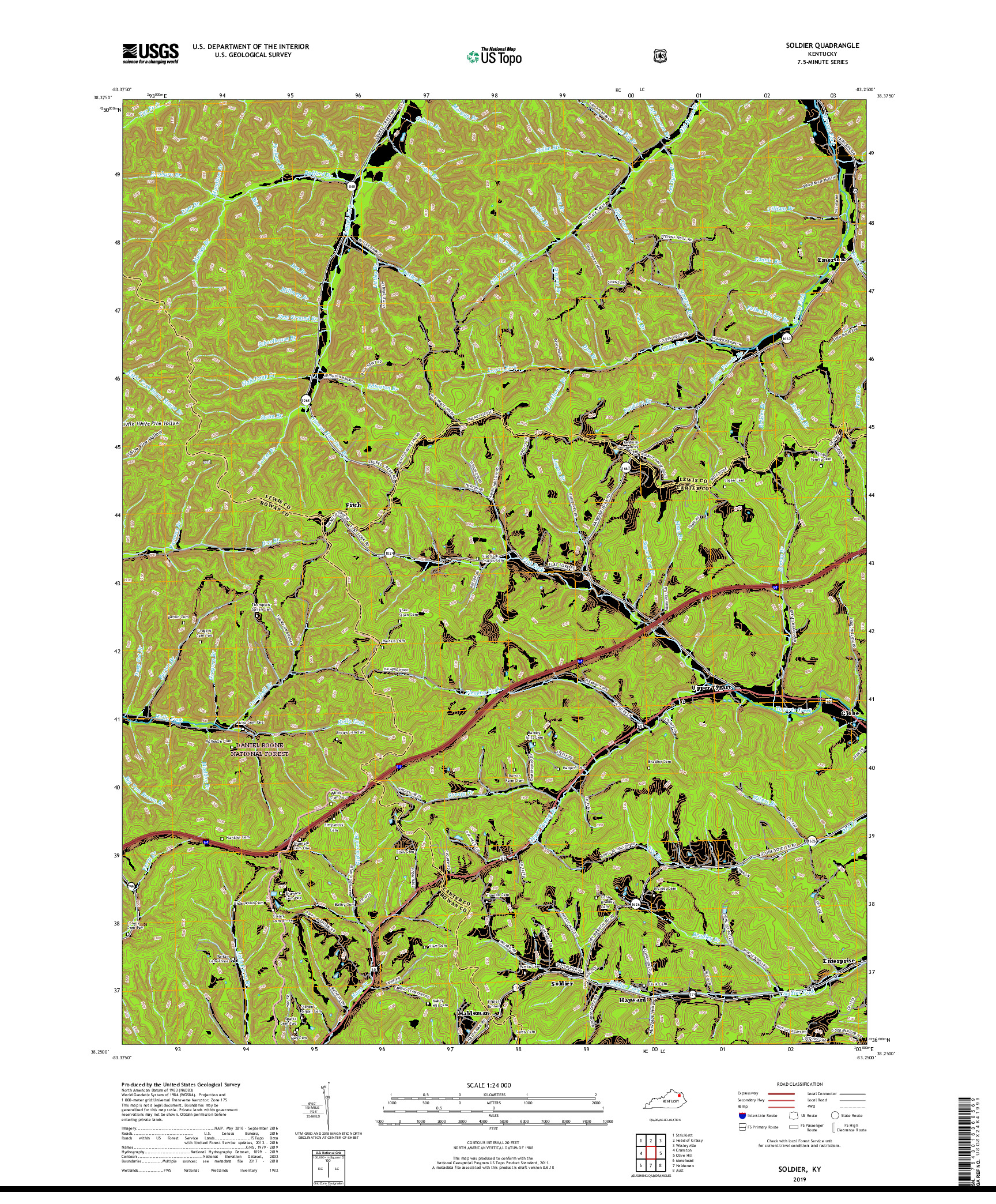 USGS US TOPO 7.5-MINUTE MAP FOR SOLDIER, KY 2019