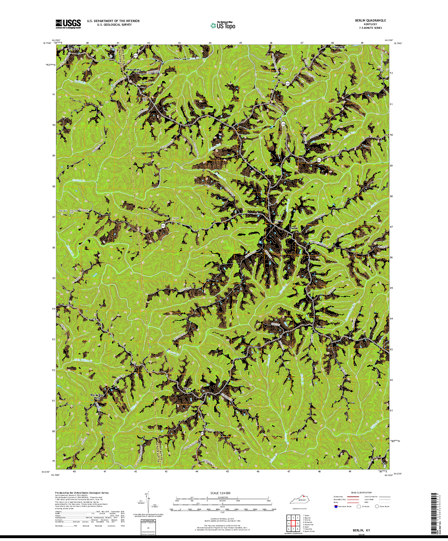 USGS US TOPO 7.5-MINUTE MAP FOR BERLIN, KY 2019