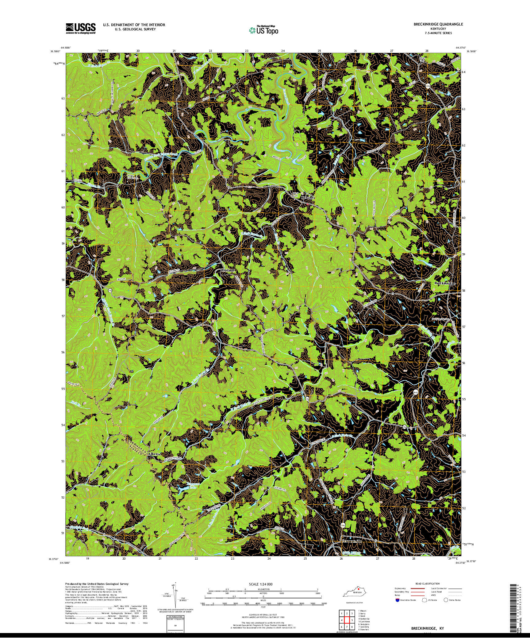 USGS US TOPO 7.5-MINUTE MAP FOR BRECKINRIDGE, KY 2019