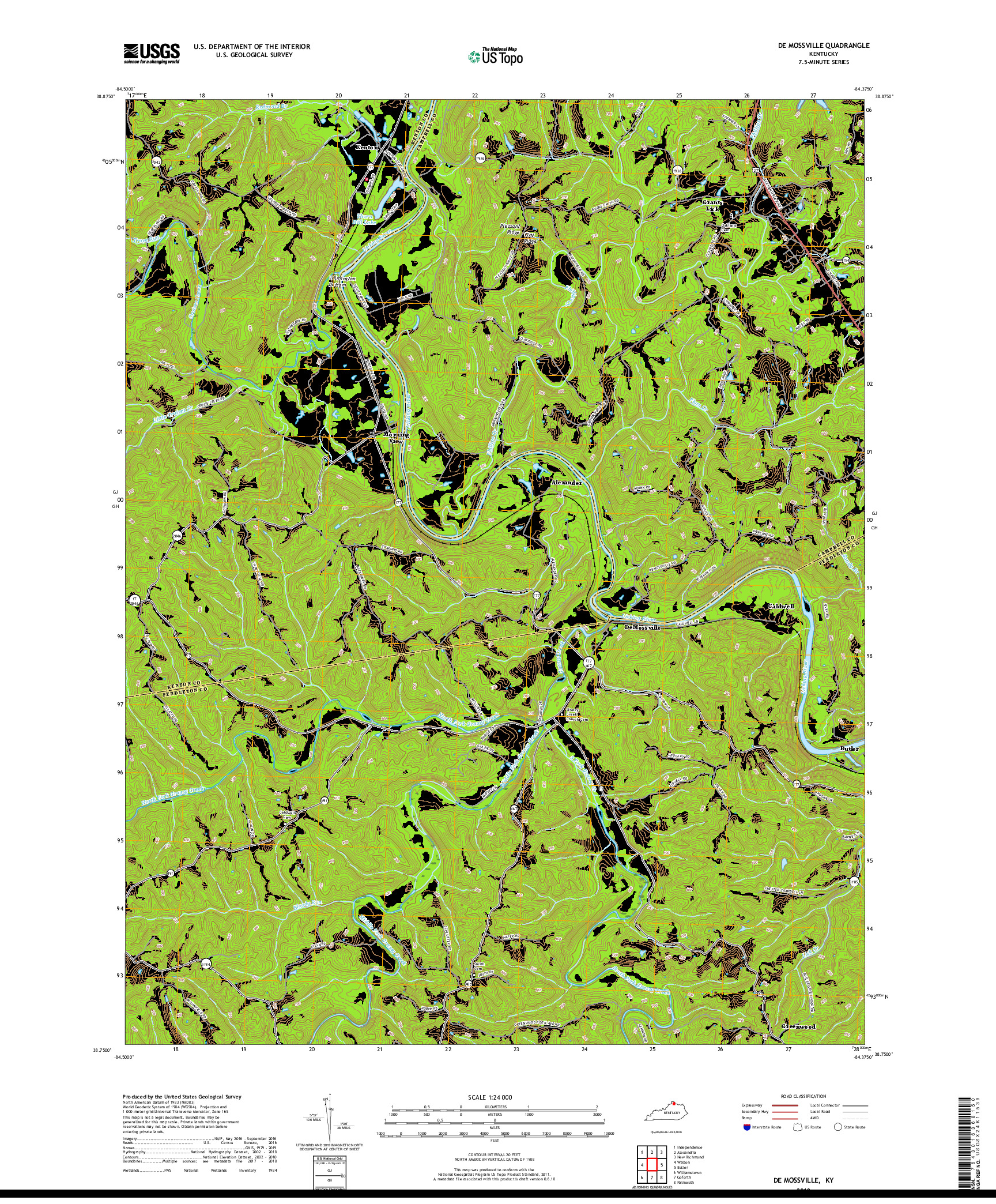 USGS US TOPO 7.5-MINUTE MAP FOR DE MOSSVILLE, KY 2019