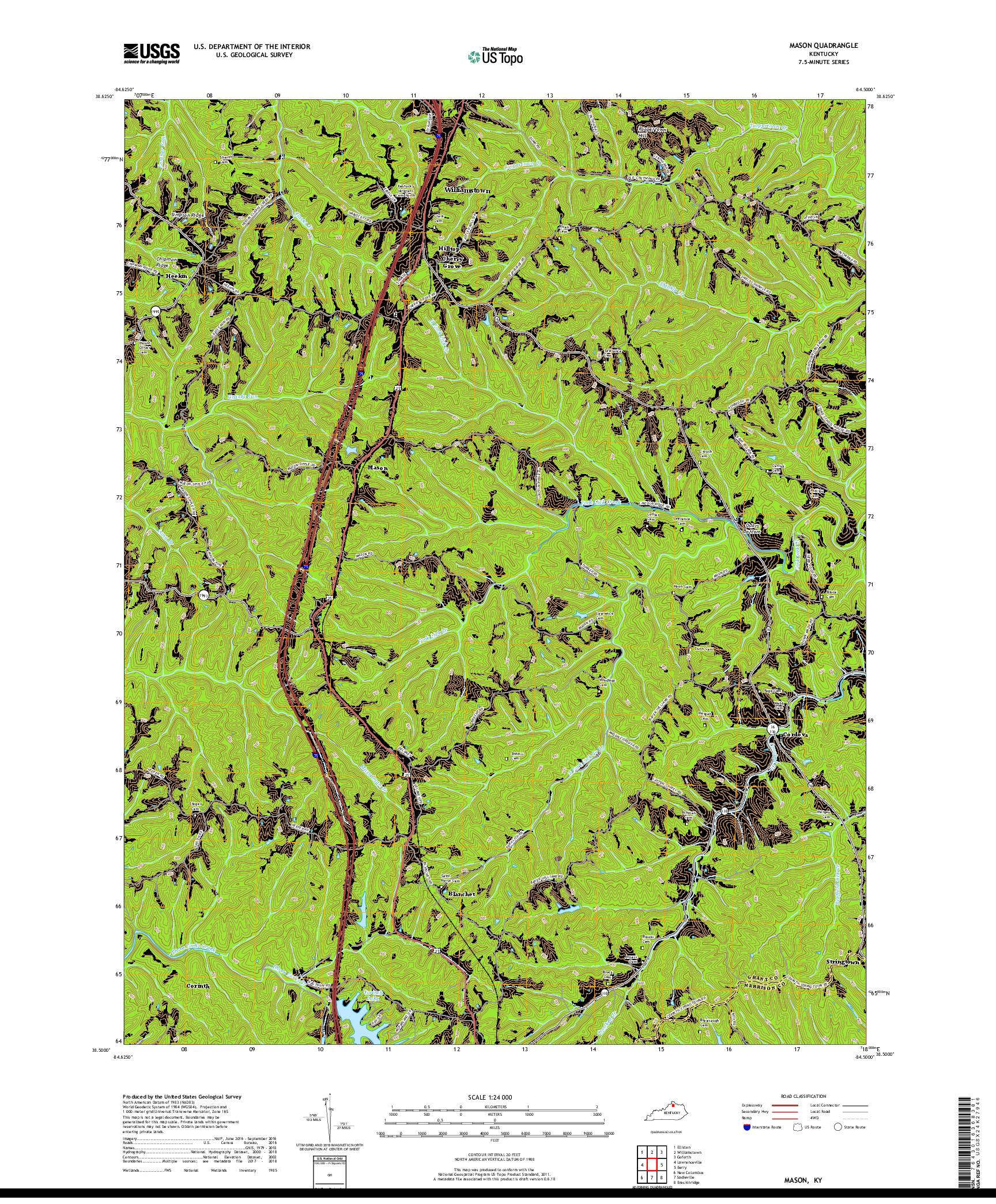 USGS US TOPO 7.5-MINUTE MAP FOR MASON, KY 2019