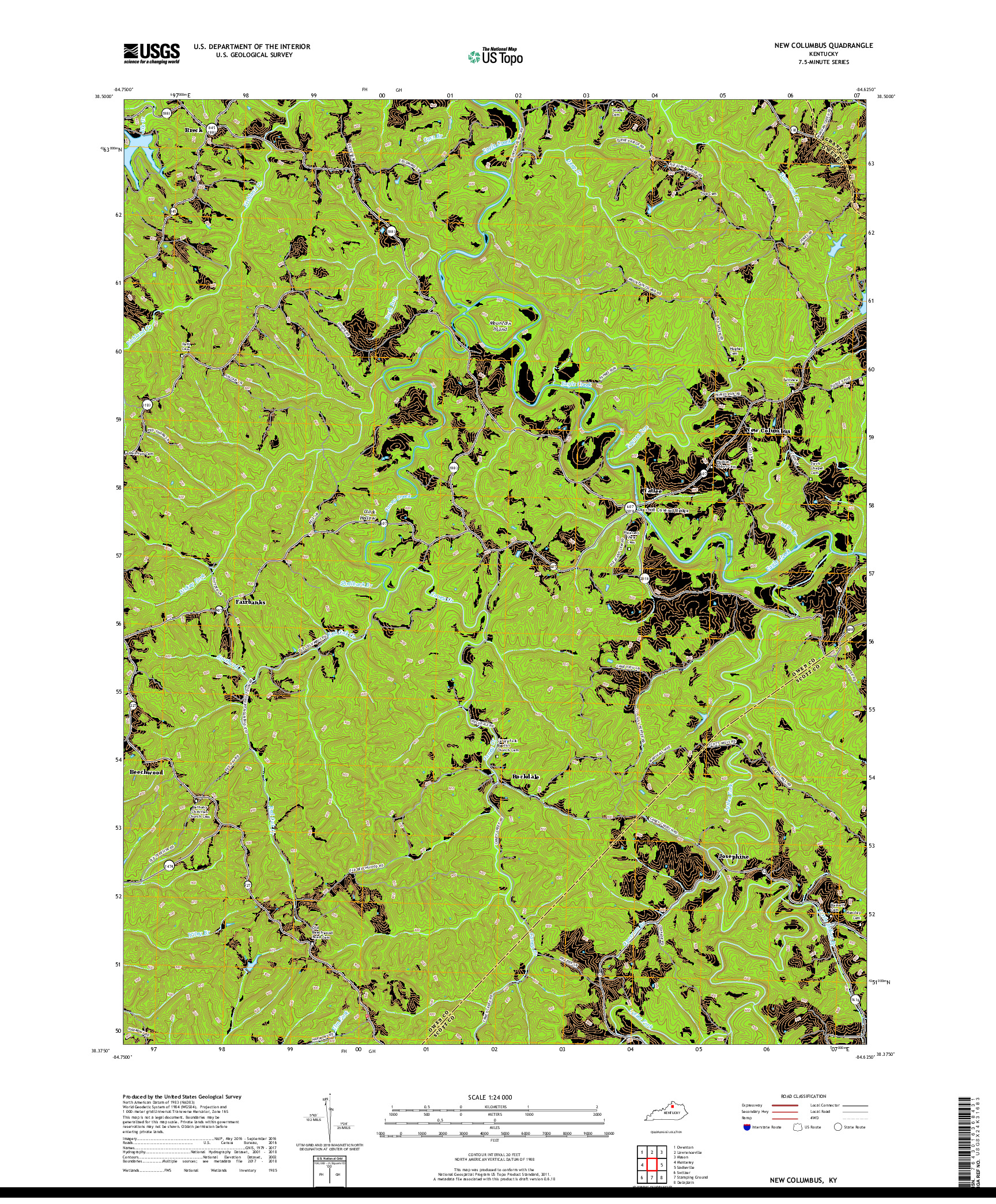 USGS US TOPO 7.5-MINUTE MAP FOR NEW COLUMBUS, KY 2019