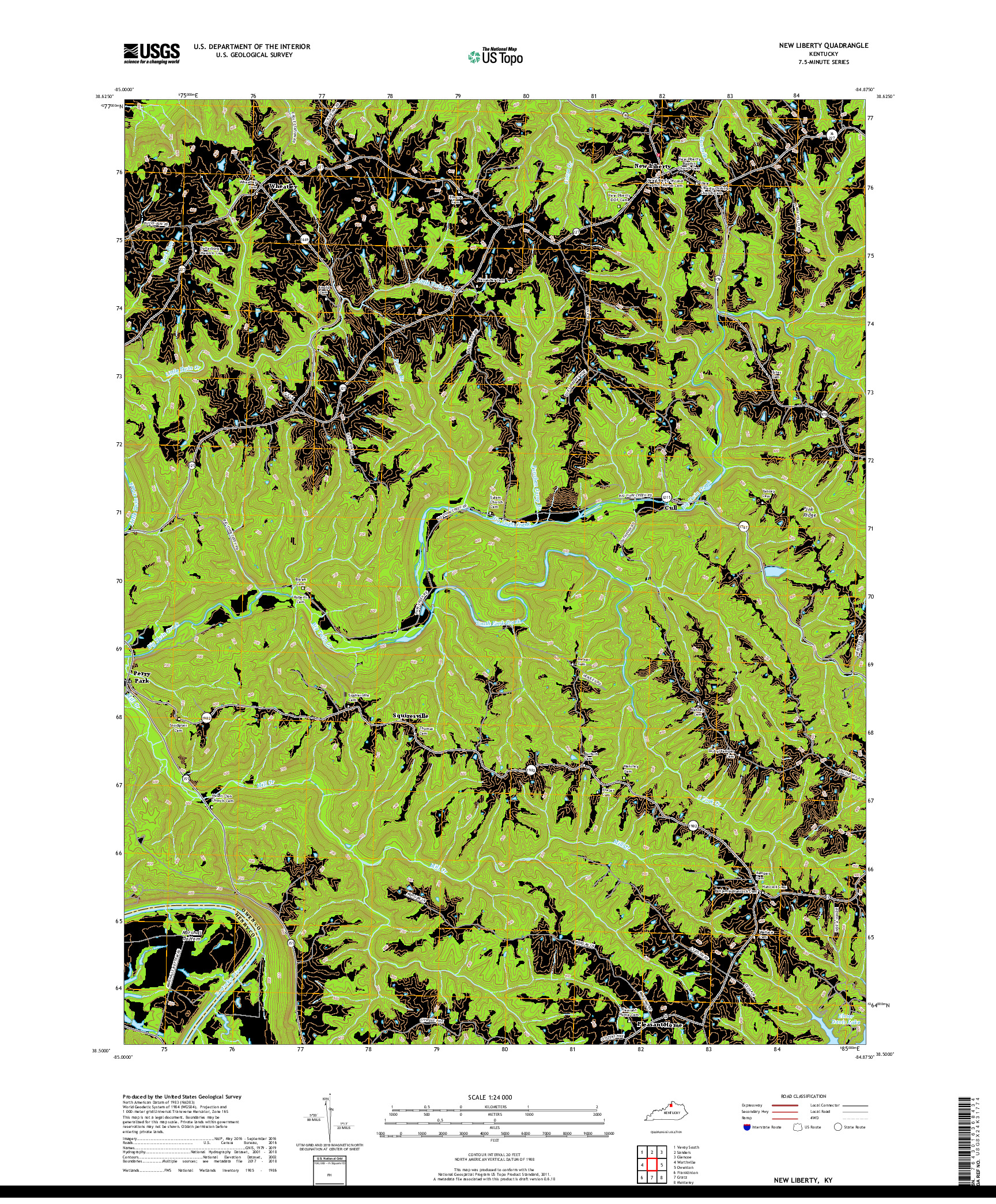 USGS US TOPO 7.5-MINUTE MAP FOR NEW LIBERTY, KY 2019