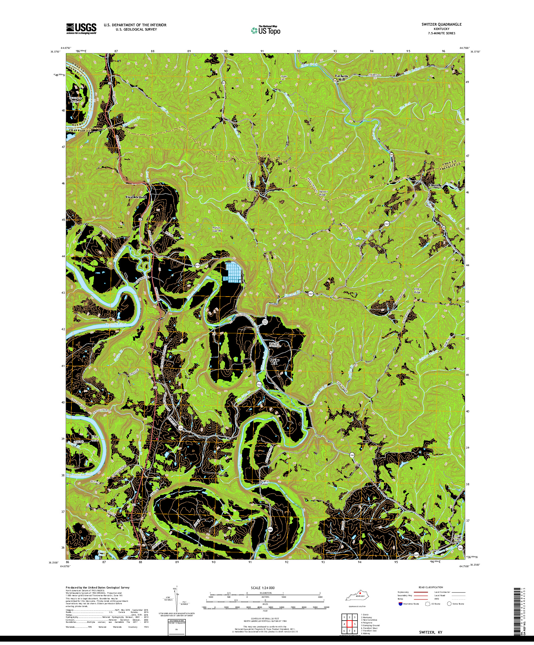 USGS US TOPO 7.5-MINUTE MAP FOR SWITZER, KY 2019