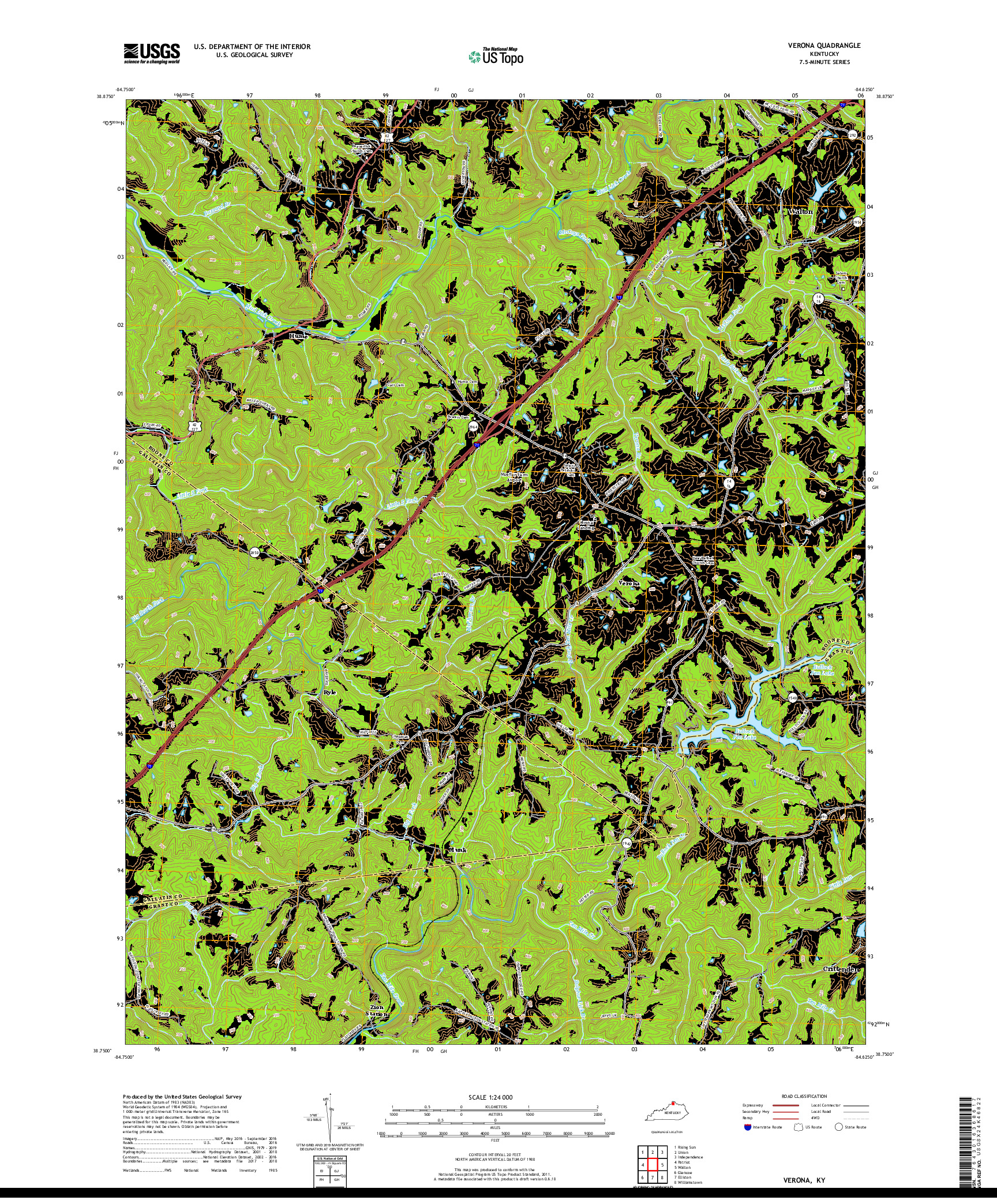 USGS US TOPO 7.5-MINUTE MAP FOR VERONA, KY 2019