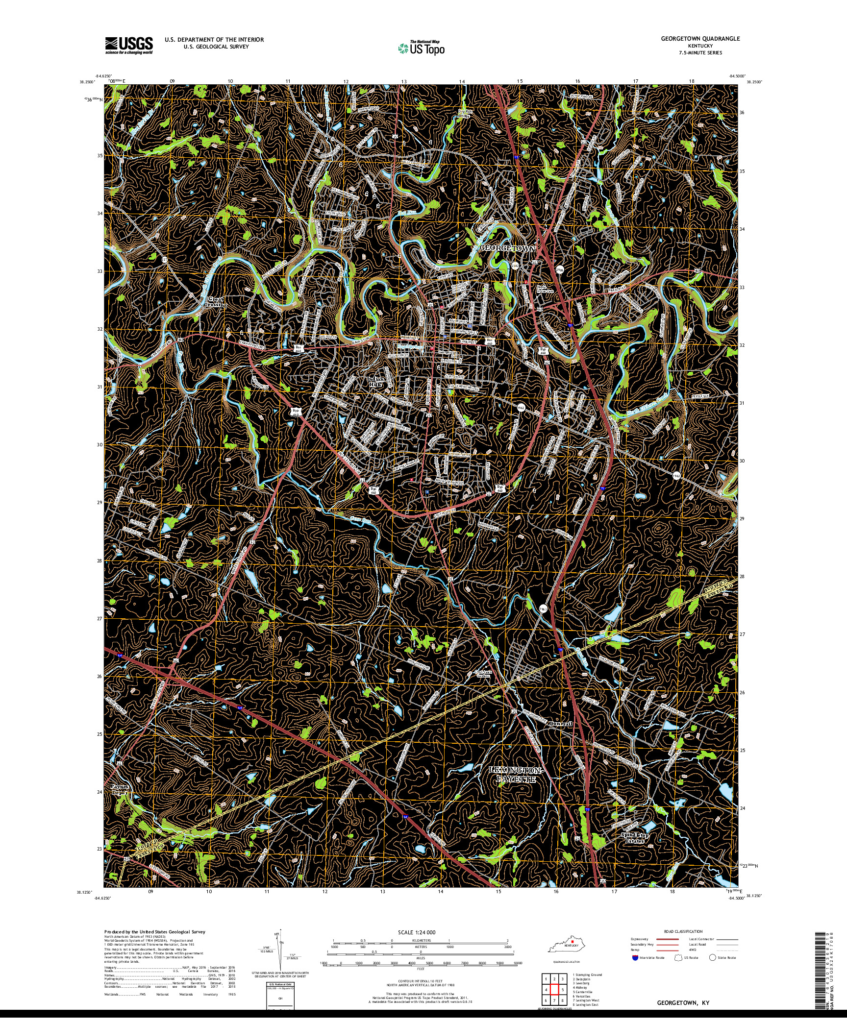 USGS US TOPO 7.5-MINUTE MAP FOR GEORGETOWN, KY 2019