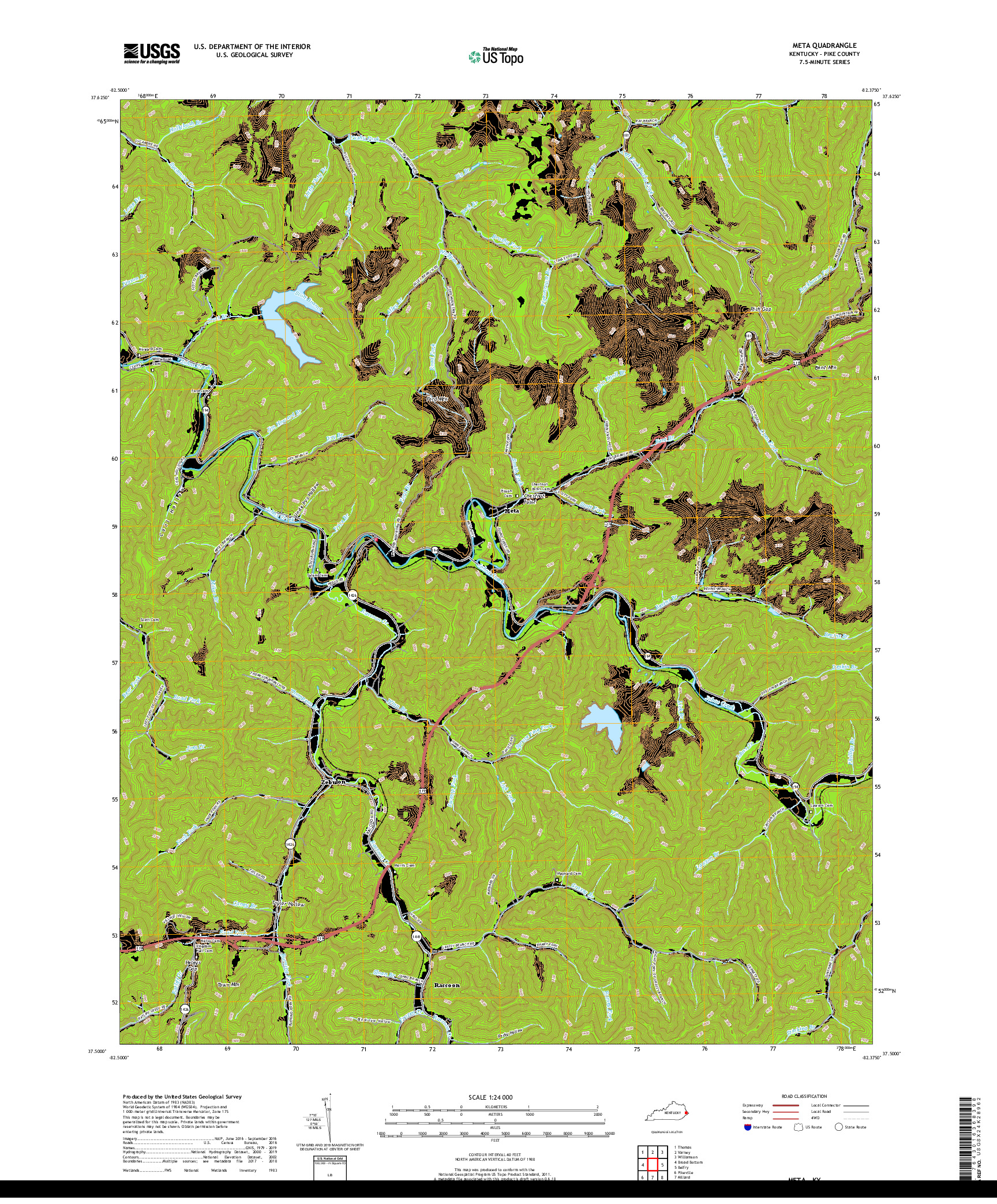USGS US TOPO 7.5-MINUTE MAP FOR META, KY 2019