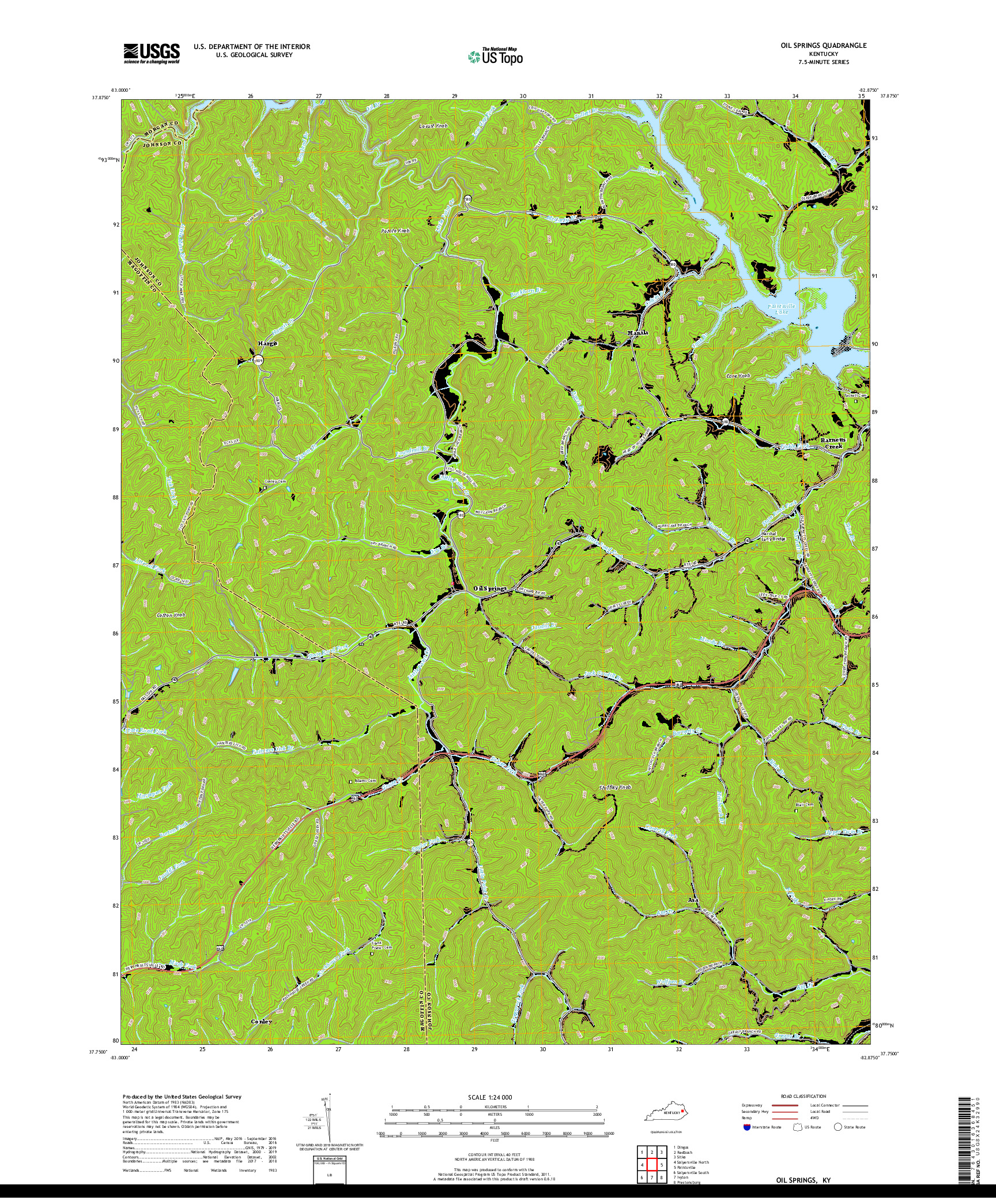 USGS US TOPO 7.5-MINUTE MAP FOR OIL SPRINGS, KY 2019