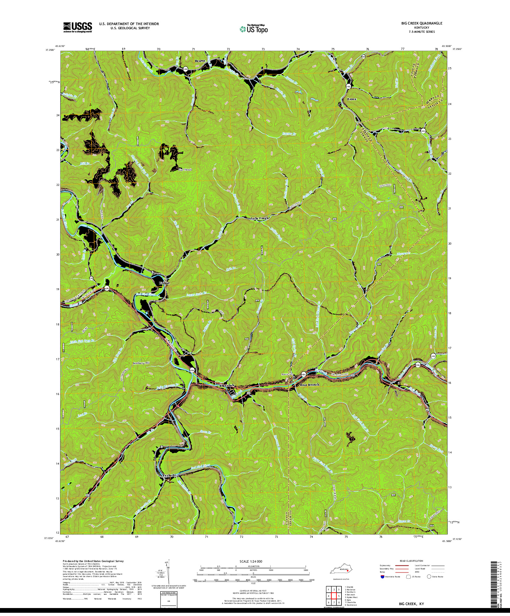 USGS US TOPO 7.5-MINUTE MAP FOR BIG CREEK, KY 2019