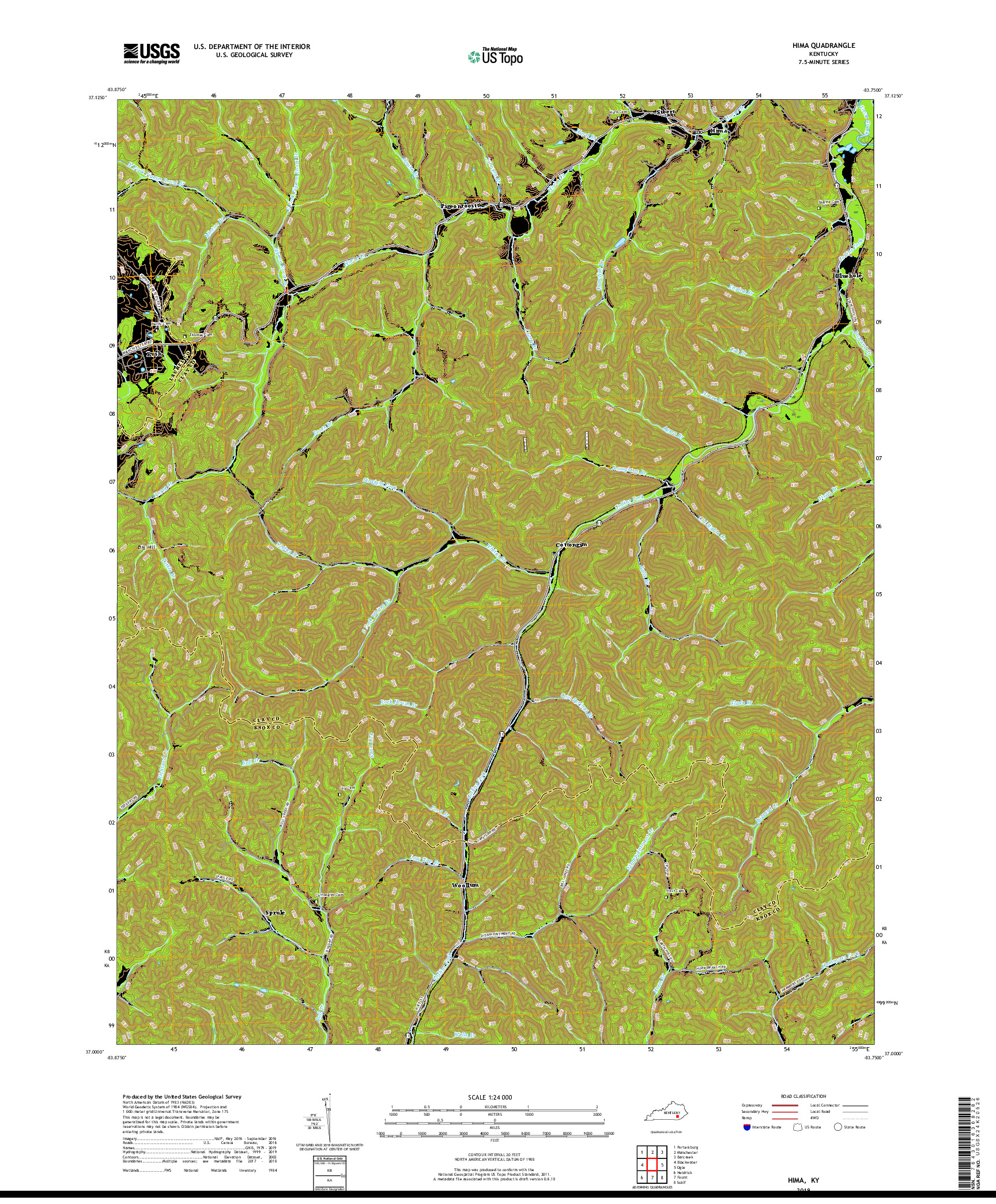 USGS US TOPO 7.5-MINUTE MAP FOR HIMA, KY 2019