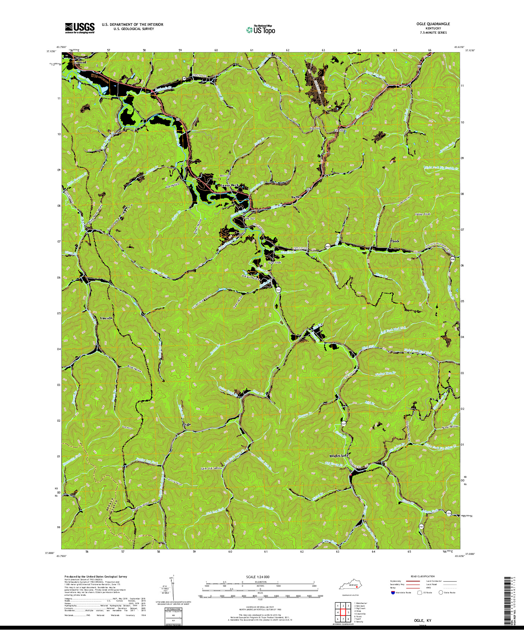 USGS US TOPO 7.5-MINUTE MAP FOR OGLE, KY 2019
