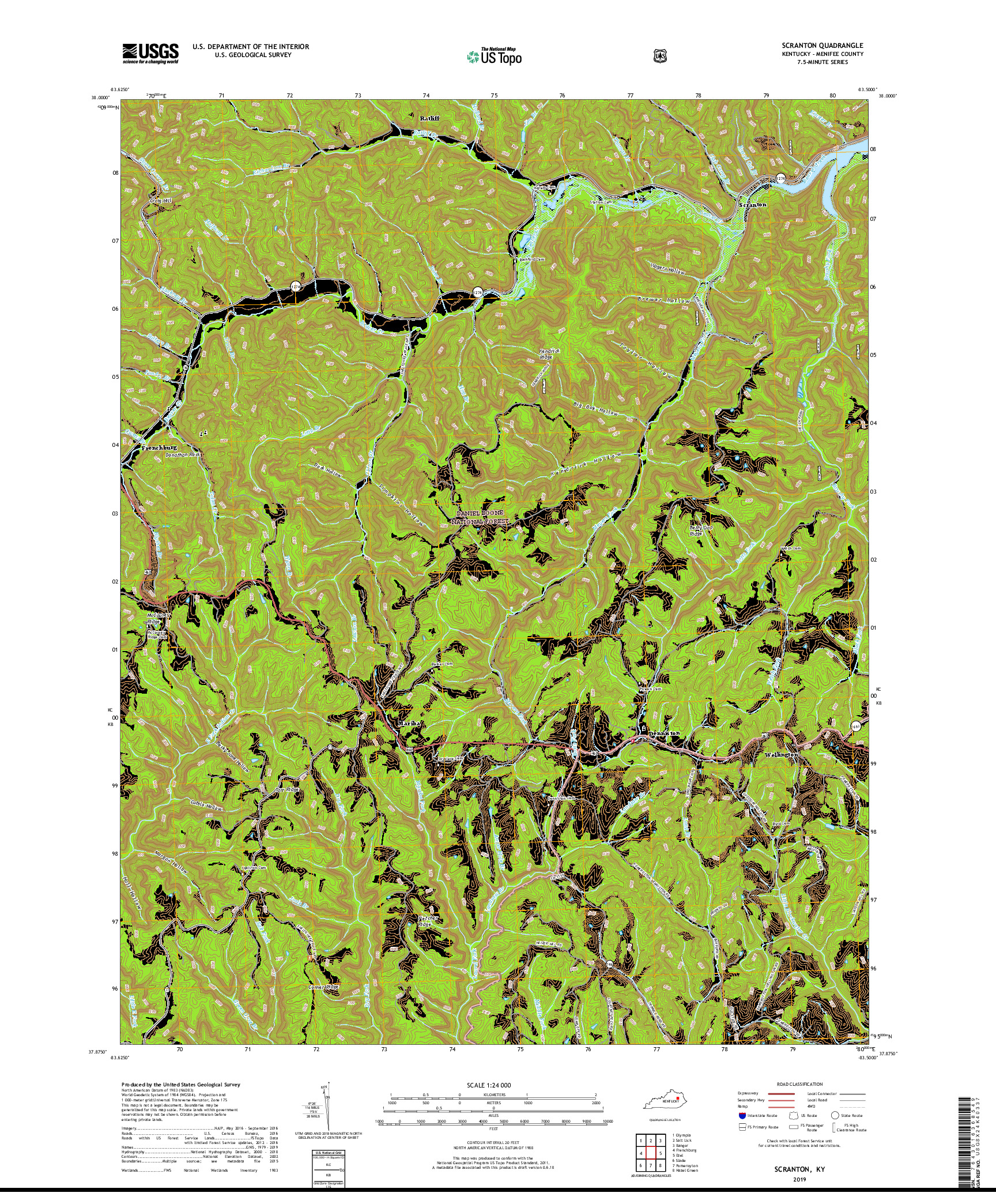USGS US TOPO 7.5-MINUTE MAP FOR SCRANTON, KY 2019
