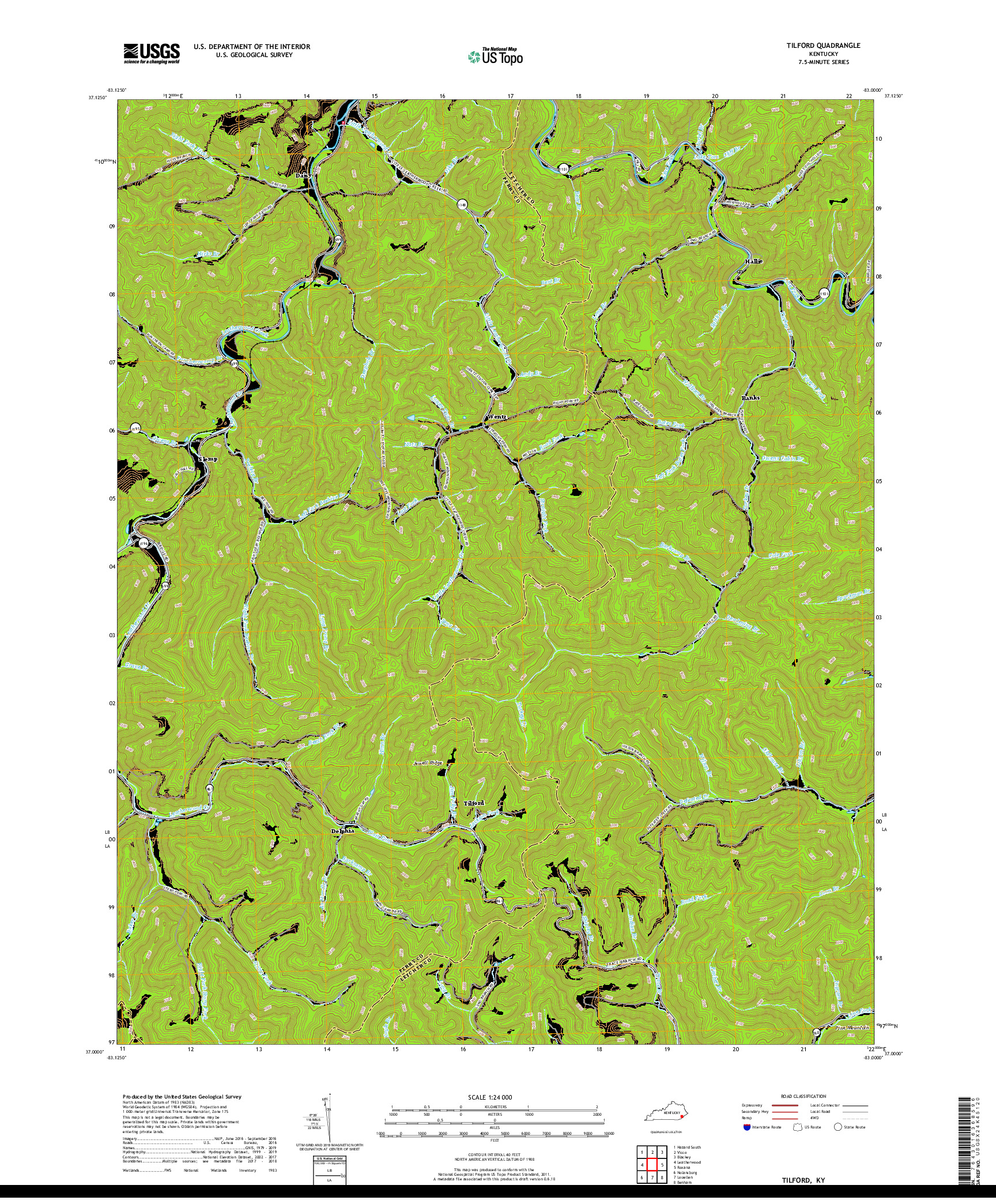 USGS US TOPO 7.5-MINUTE MAP FOR TILFORD, KY 2019