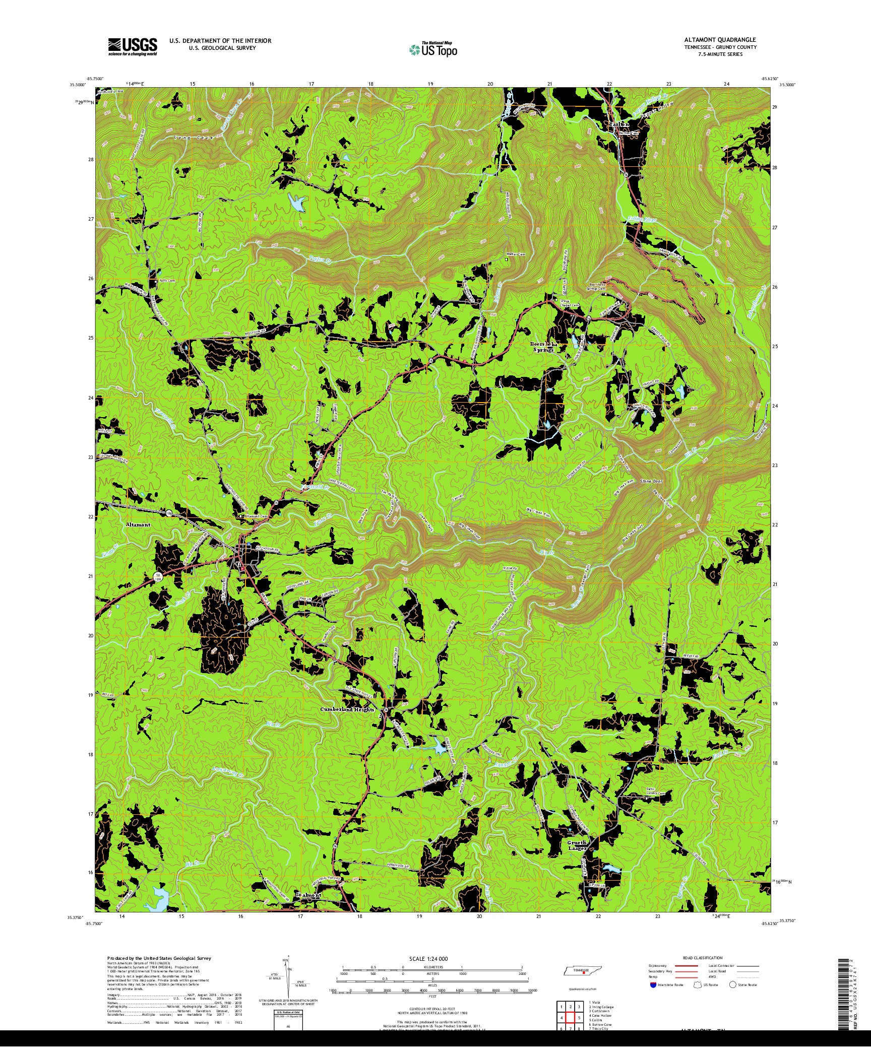 USGS US TOPO 7.5-MINUTE MAP FOR ALTAMONT, TN 2019