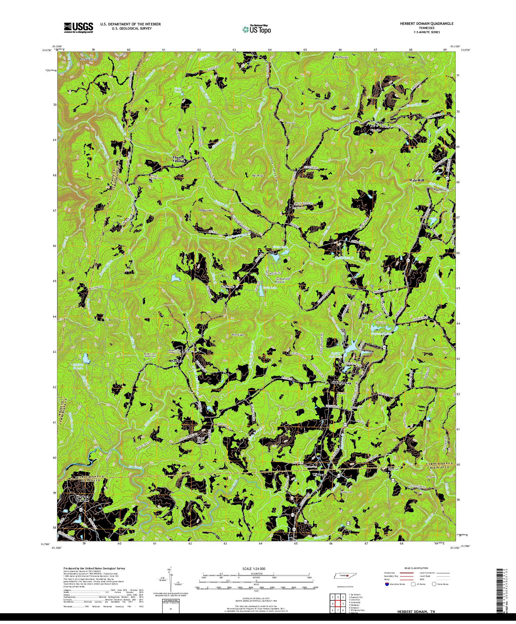 USGS US TOPO 7.5-MINUTE MAP FOR HERBERT DOMAIN, TN 2019