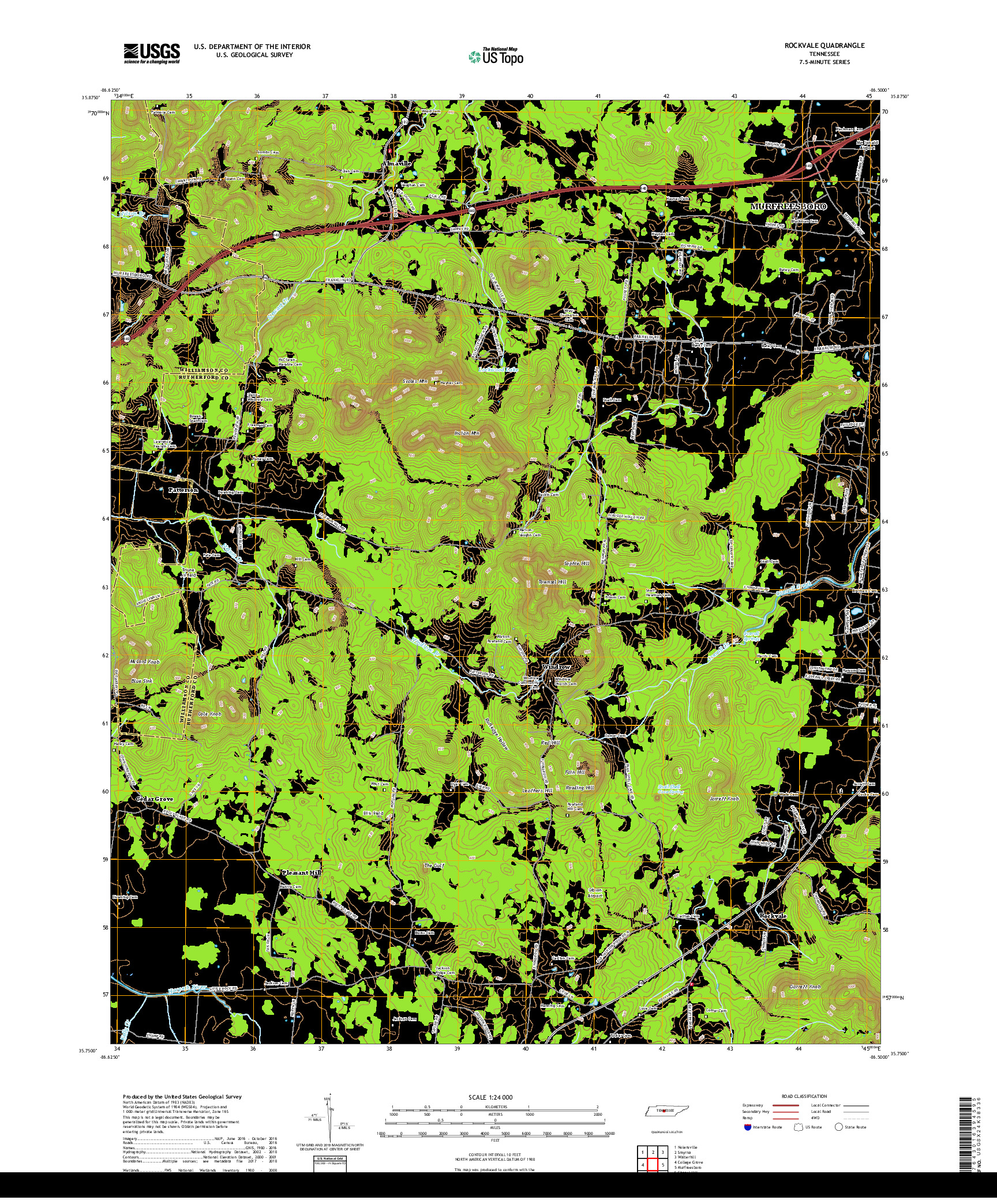 USGS US TOPO 7.5-MINUTE MAP FOR ROCKVALE, TN 2019