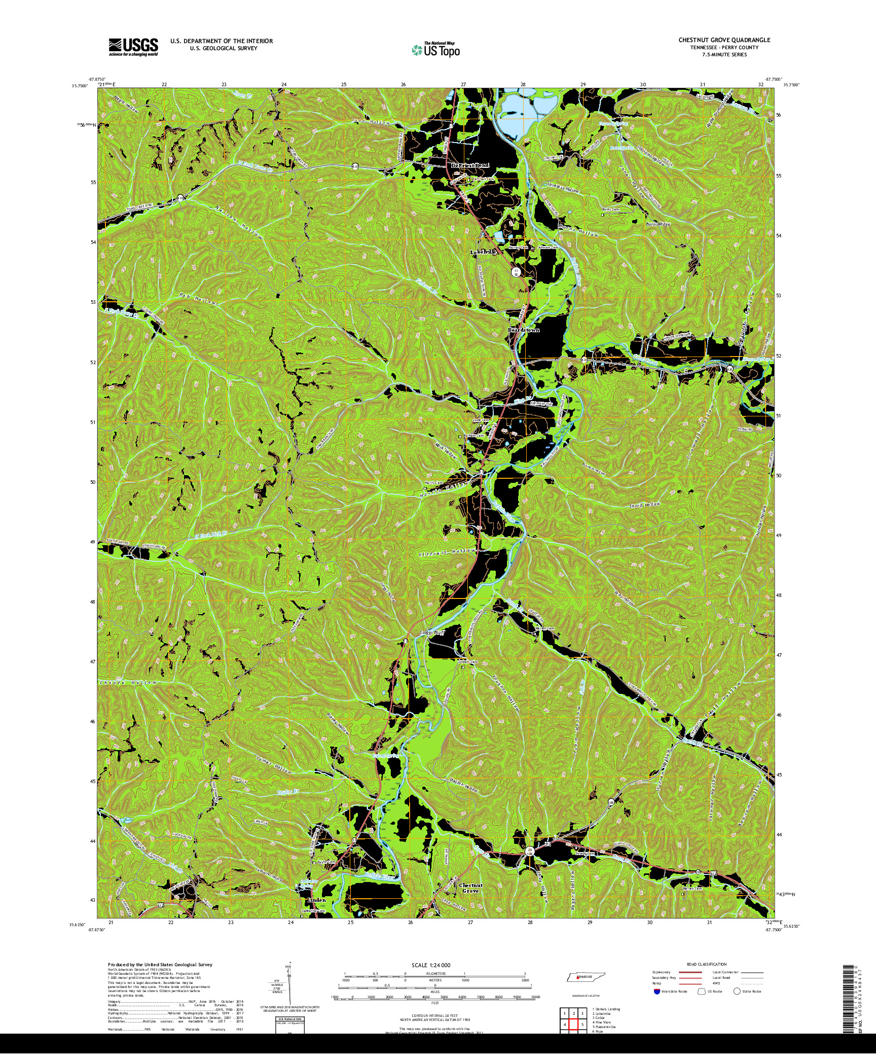 USGS US TOPO 7.5-MINUTE MAP FOR CHESTNUT GROVE, TN 2019