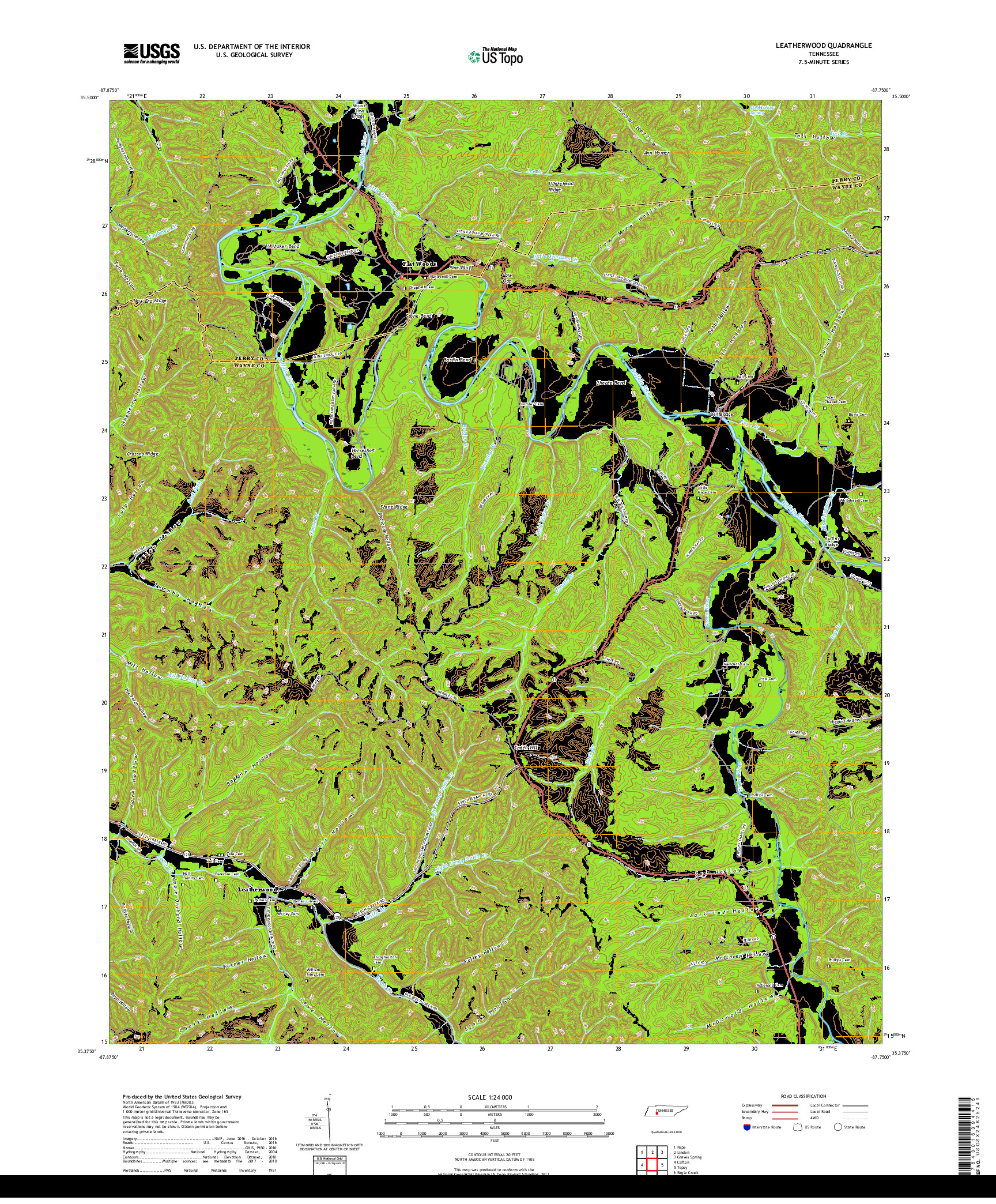 USGS US TOPO 7.5-MINUTE MAP FOR LEATHERWOOD, TN 2019