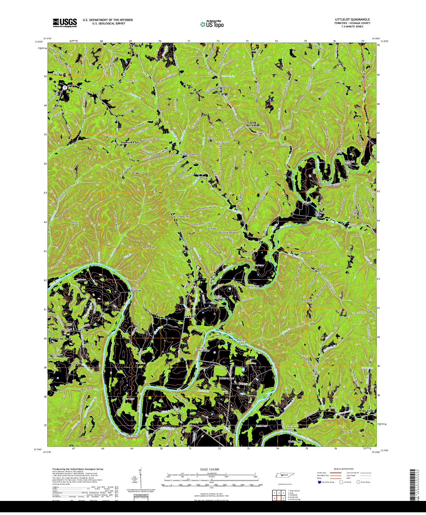 USGS US TOPO 7.5-MINUTE MAP FOR LITTLELOT, TN 2019