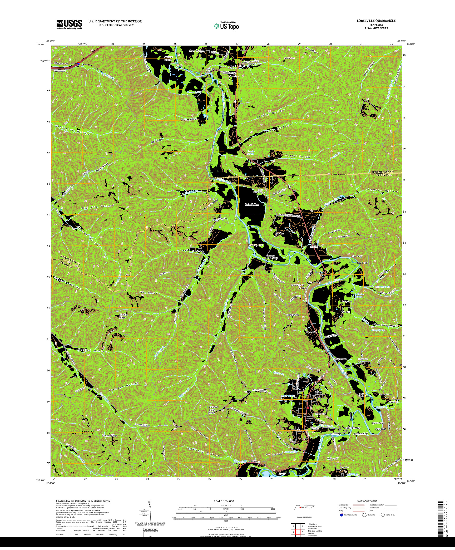 USGS US TOPO 7.5-MINUTE MAP FOR LOBELVILLE, TN 2019