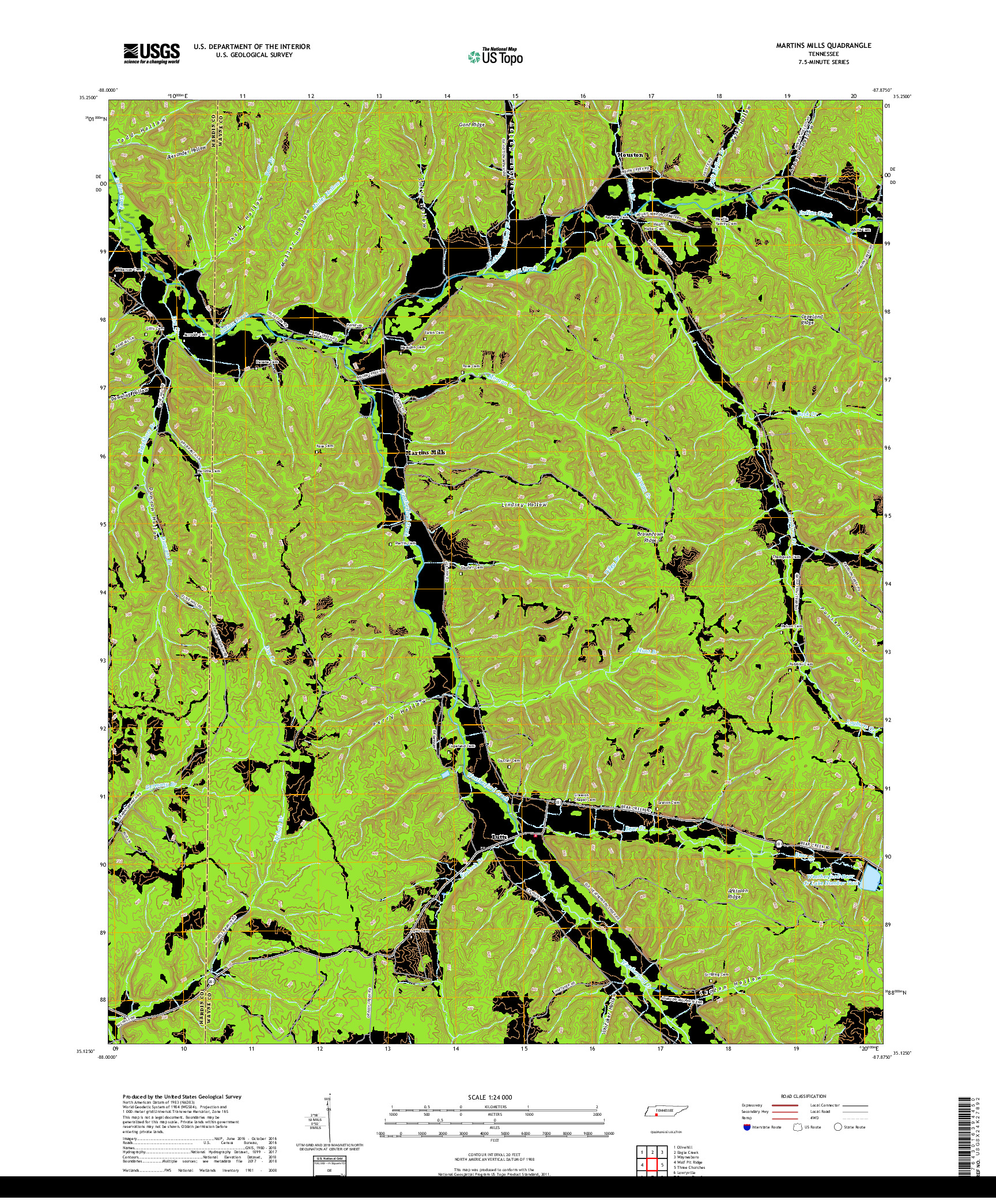 USGS US TOPO 7.5-MINUTE MAP FOR MARTINS MILLS, TN 2019