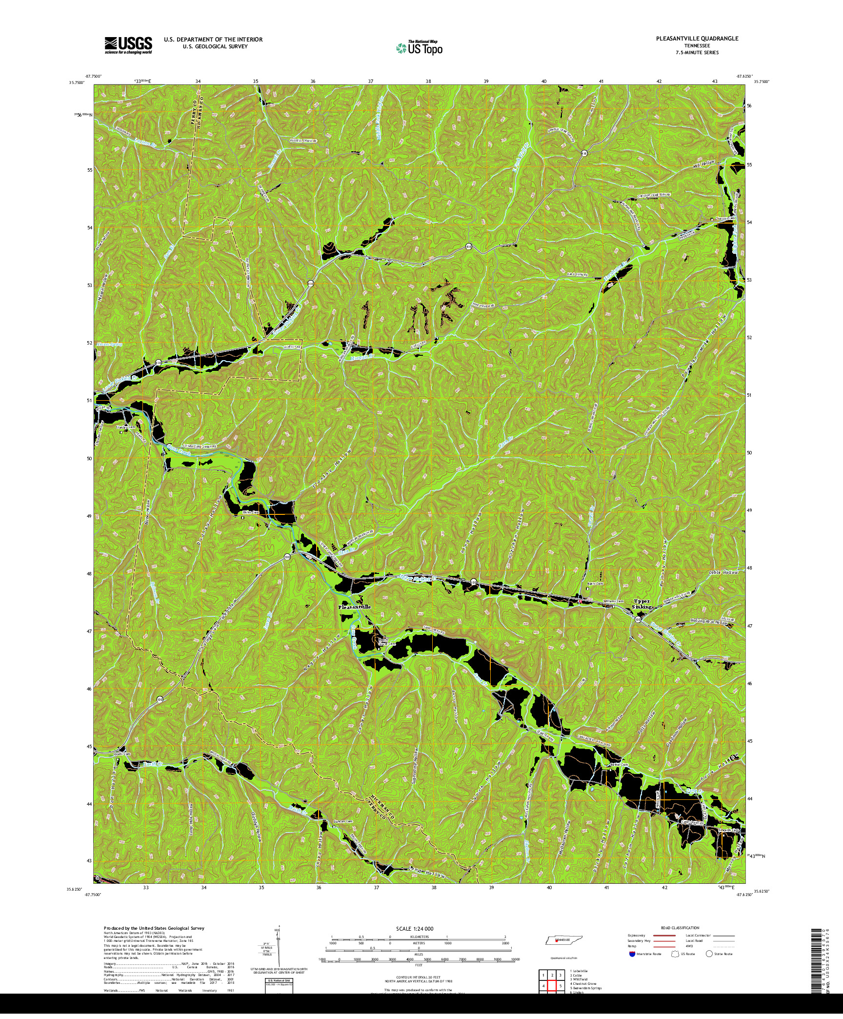 USGS US TOPO 7.5-MINUTE MAP FOR PLEASANTVILLE, TN 2019