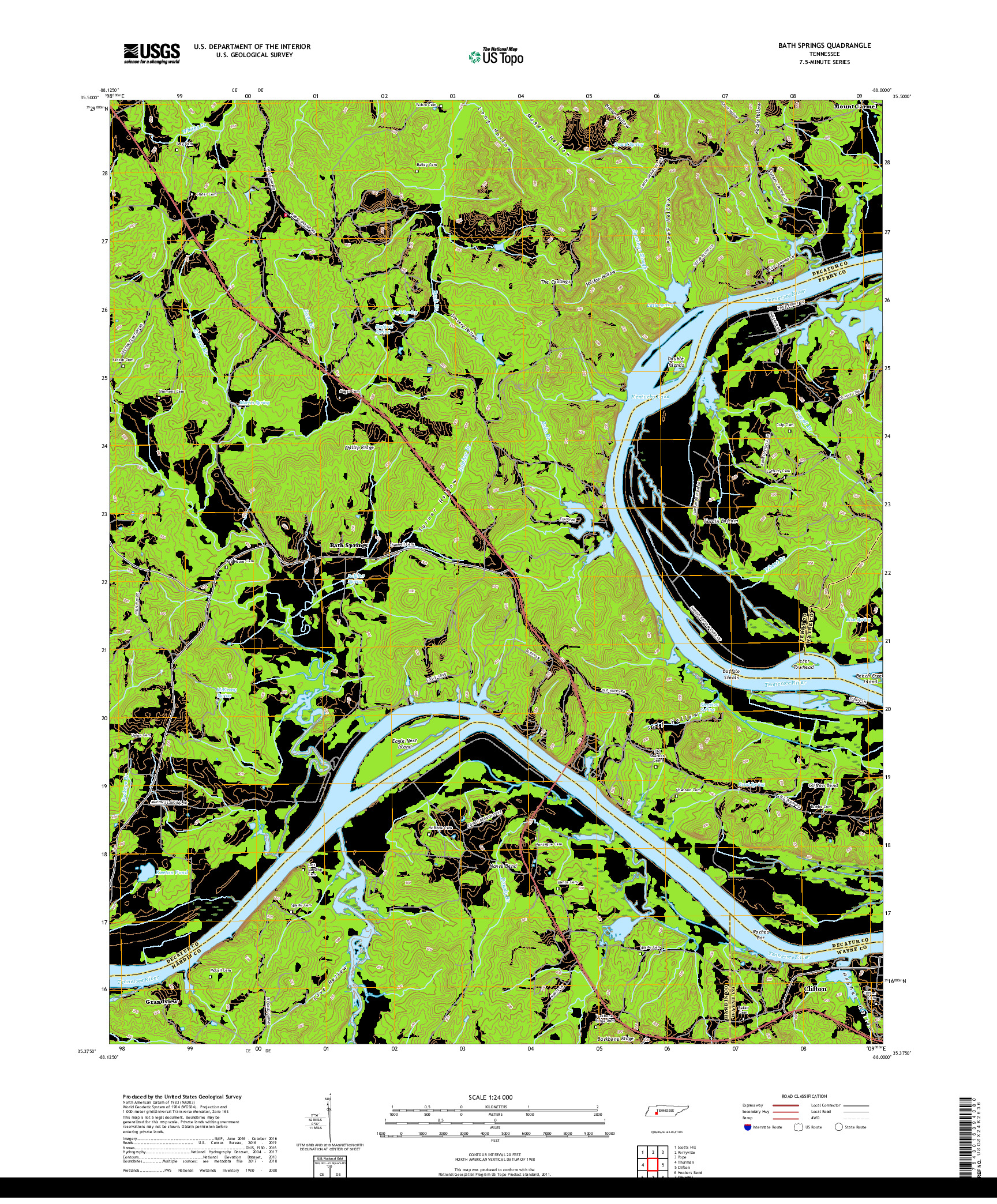 USGS US TOPO 7.5-MINUTE MAP FOR BATH SPRINGS, TN 2019