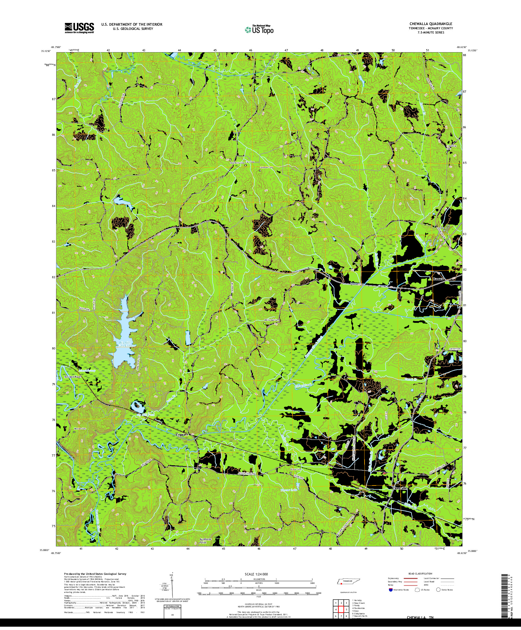 USGS US TOPO 7.5-MINUTE MAP FOR CHEWALLA, TN 2019