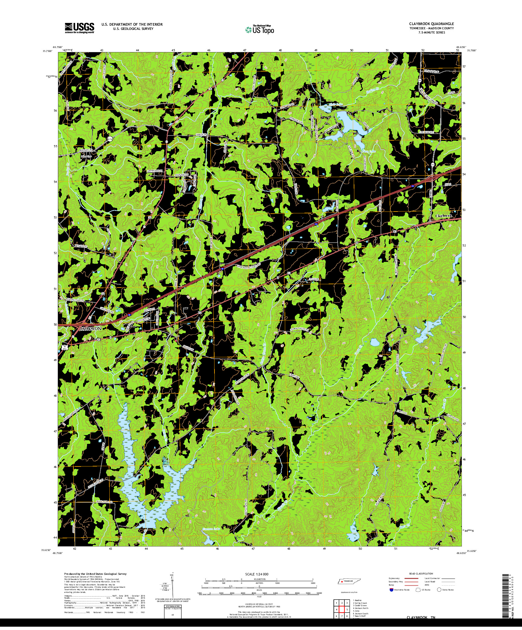 USGS US TOPO 7.5-MINUTE MAP FOR CLAYBROOK, TN 2019