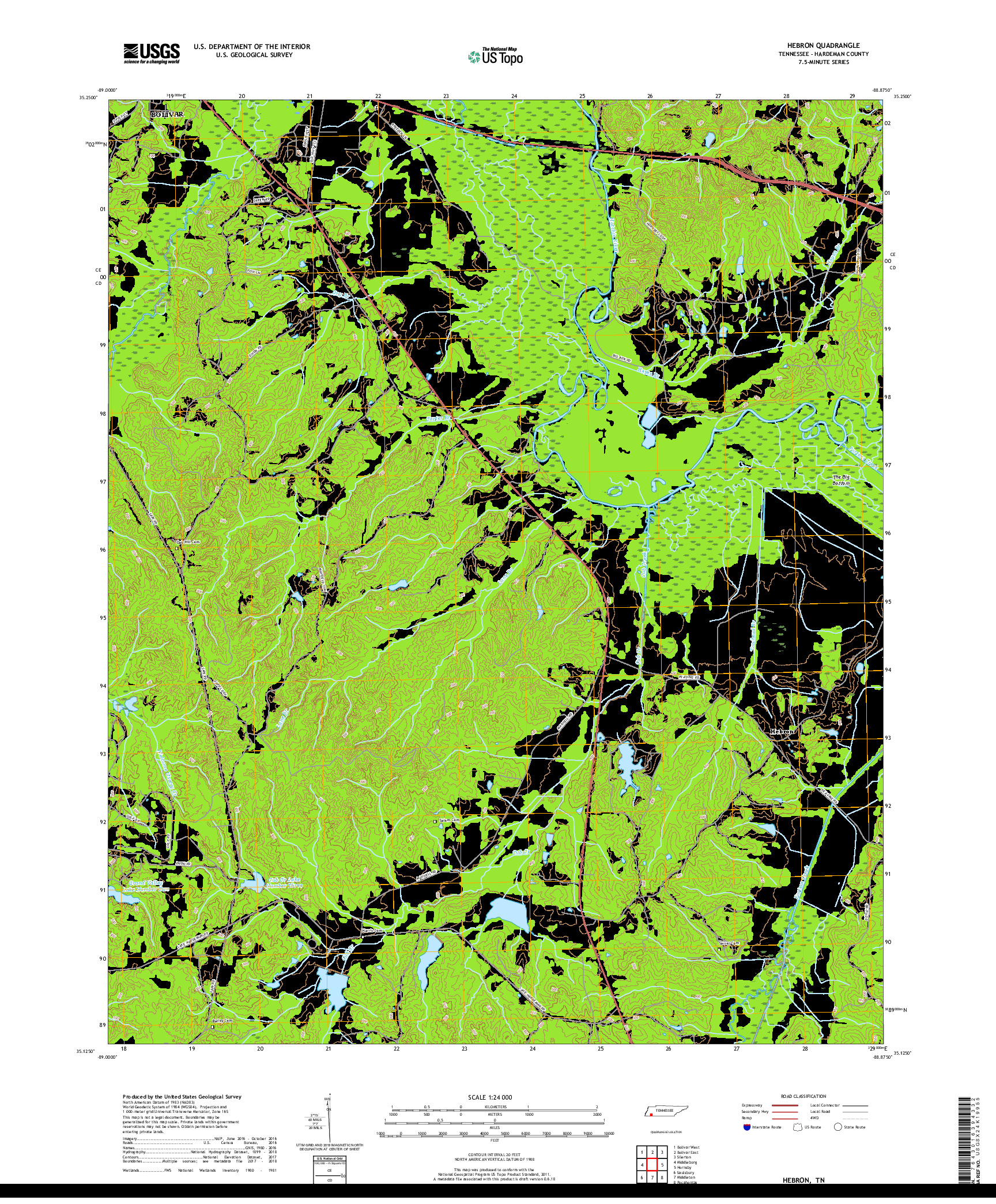 USGS US TOPO 7.5-MINUTE MAP FOR HEBRON, TN 2019