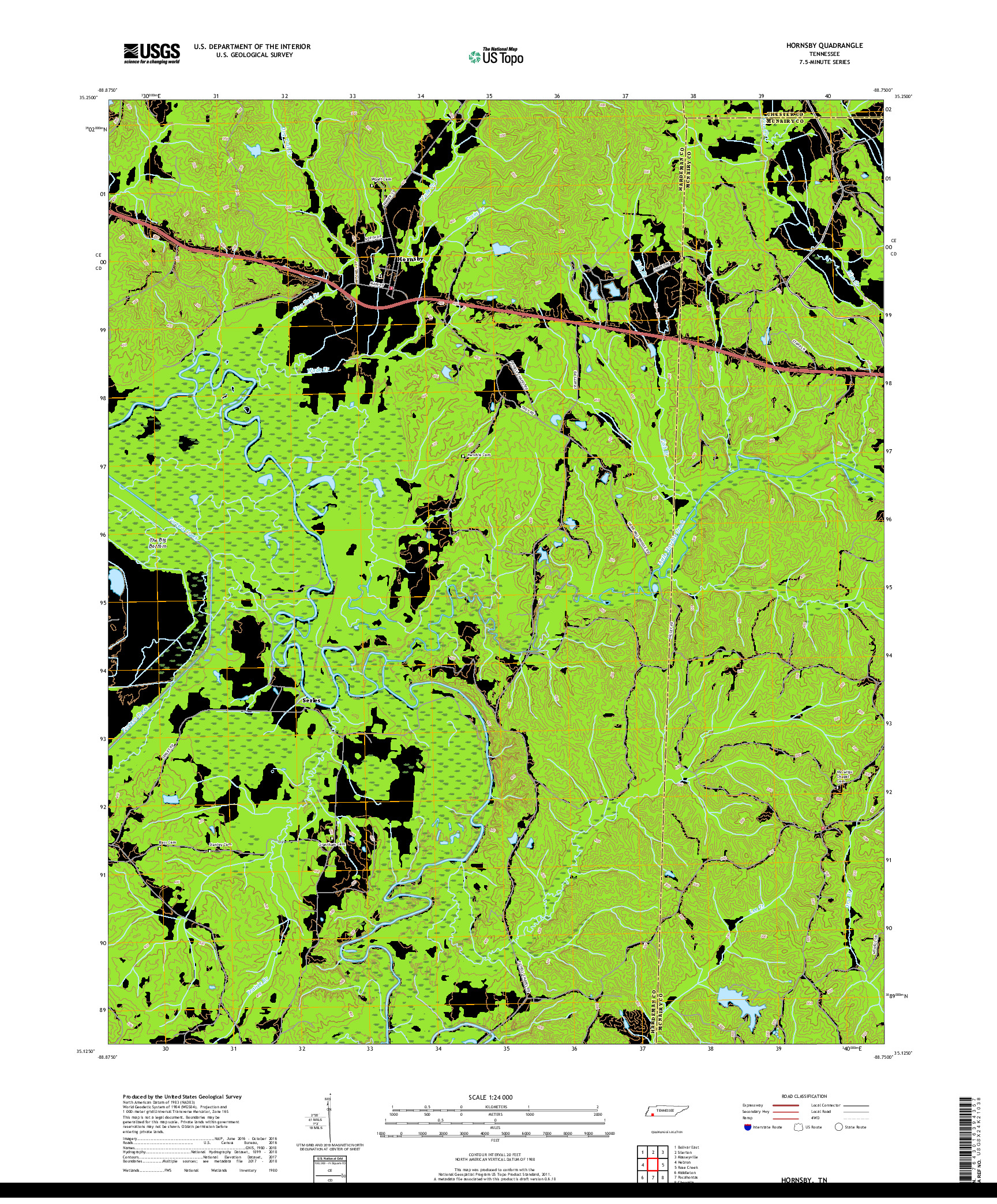 USGS US TOPO 7.5-MINUTE MAP FOR HORNSBY, TN 2019