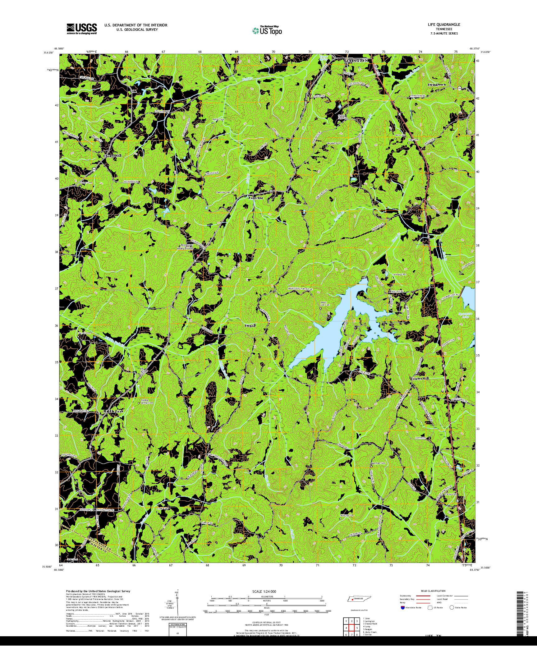 USGS US TOPO 7.5-MINUTE MAP FOR LIFE, TN 2019