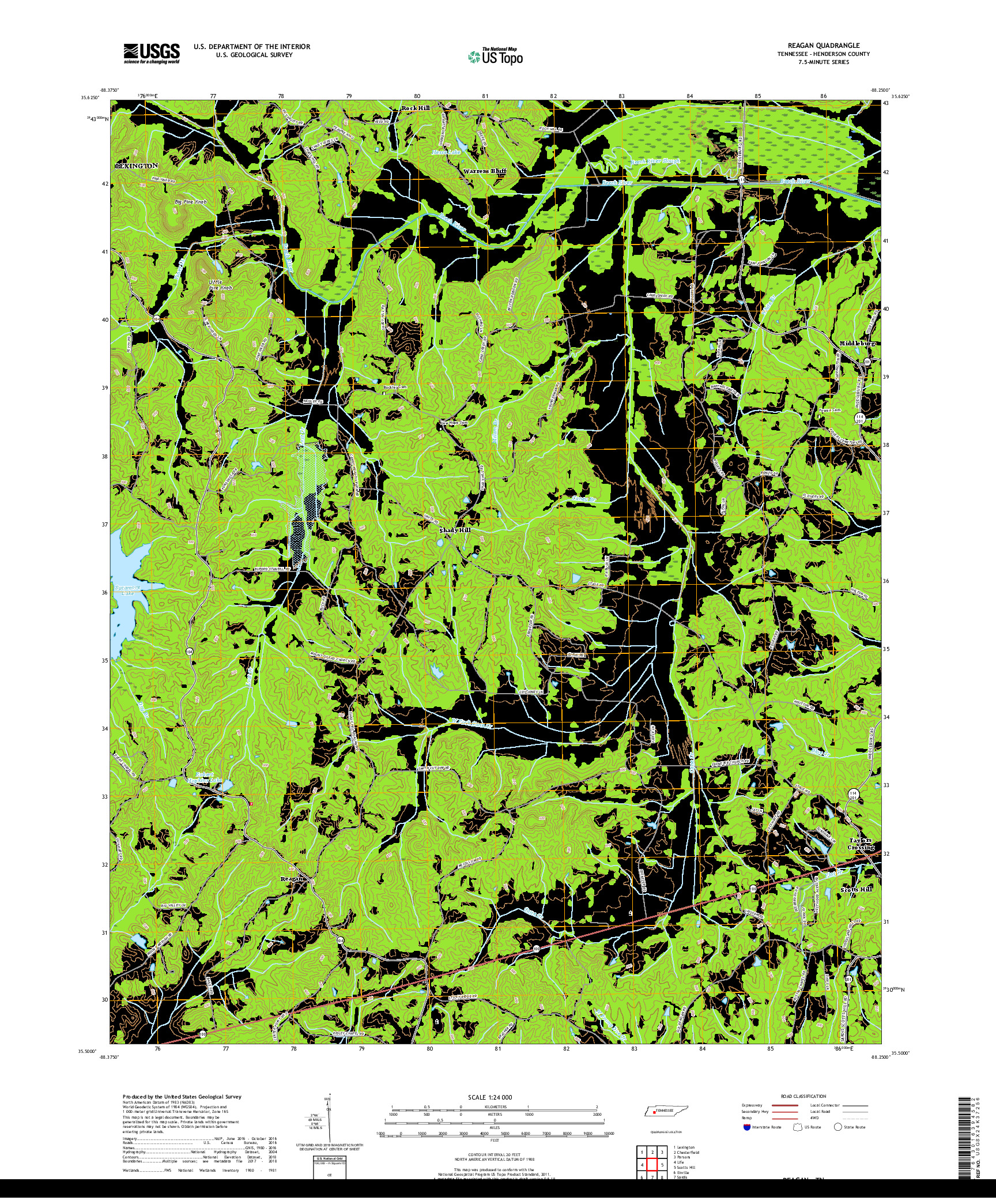 USGS US TOPO 7.5-MINUTE MAP FOR REAGAN, TN 2019