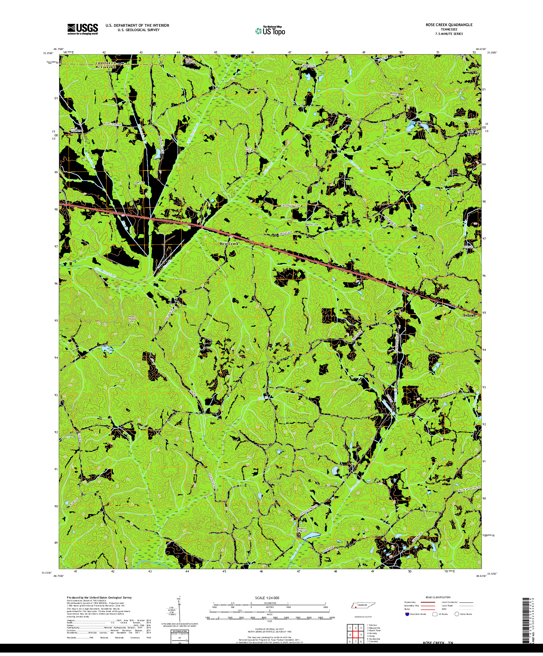 USGS US TOPO 7.5-MINUTE MAP FOR ROSE CREEK, TN 2019