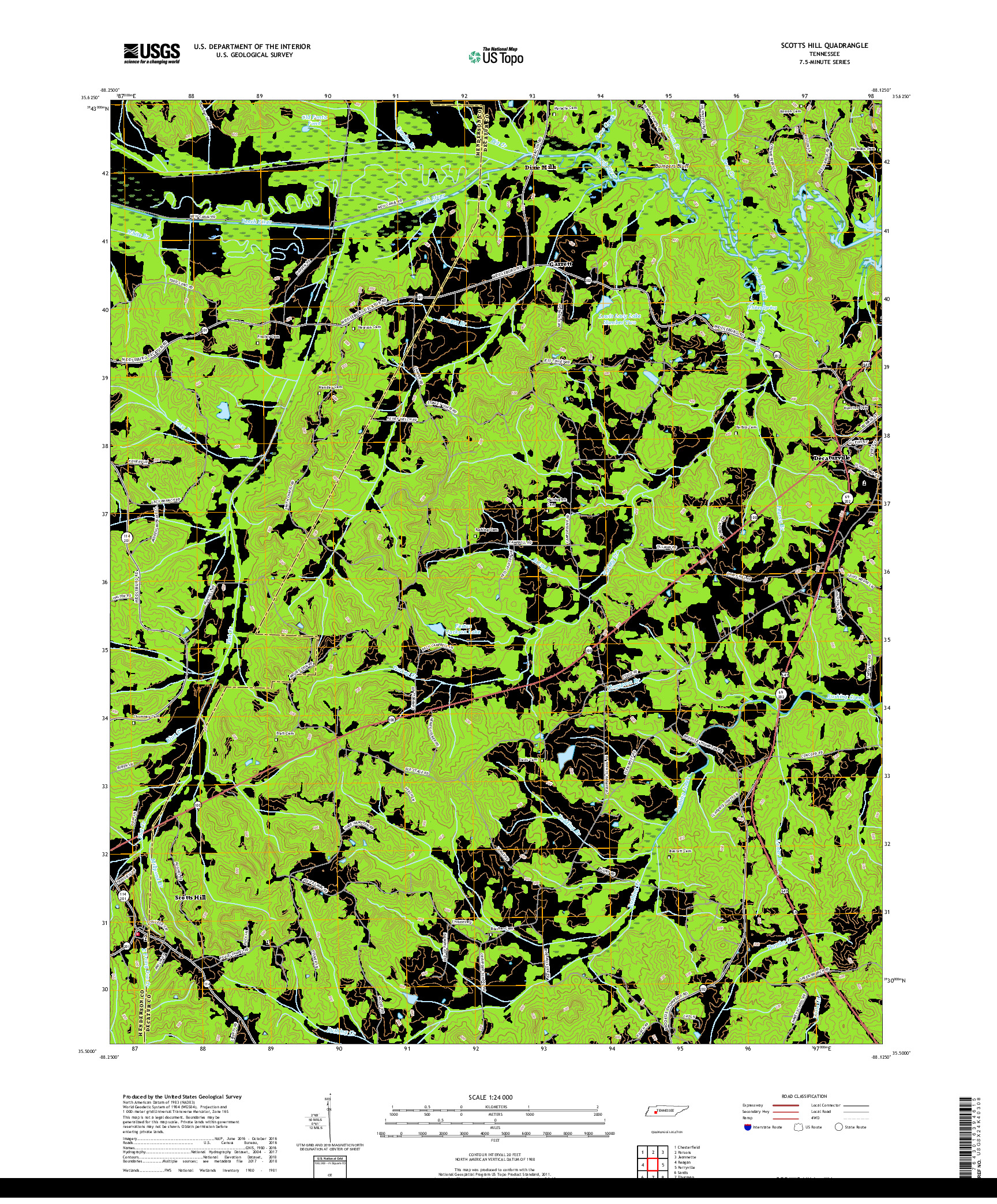 USGS US TOPO 7.5-MINUTE MAP FOR SCOTTS HILL, TN 2019