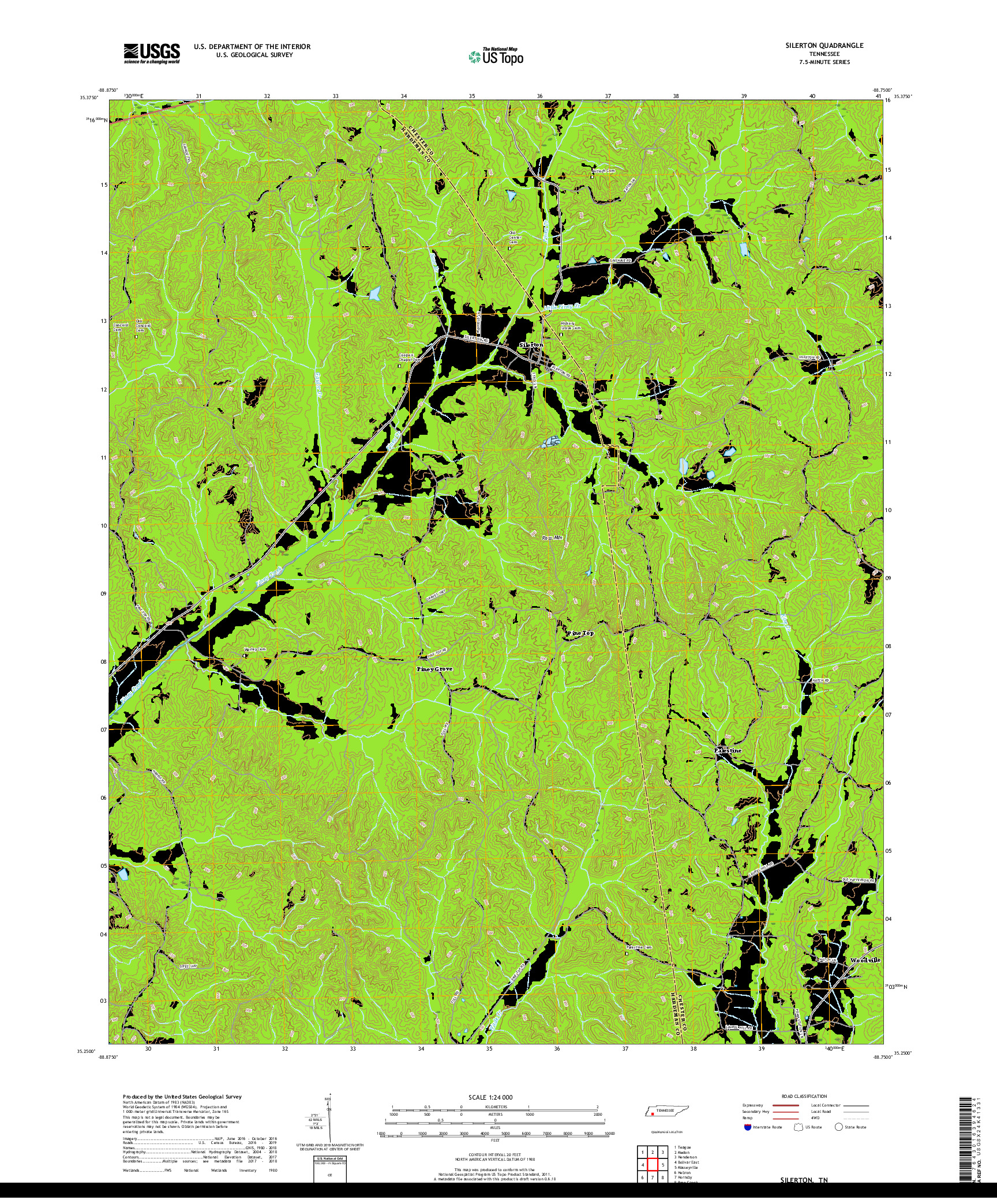 USGS US TOPO 7.5-MINUTE MAP FOR SILERTON, TN 2019